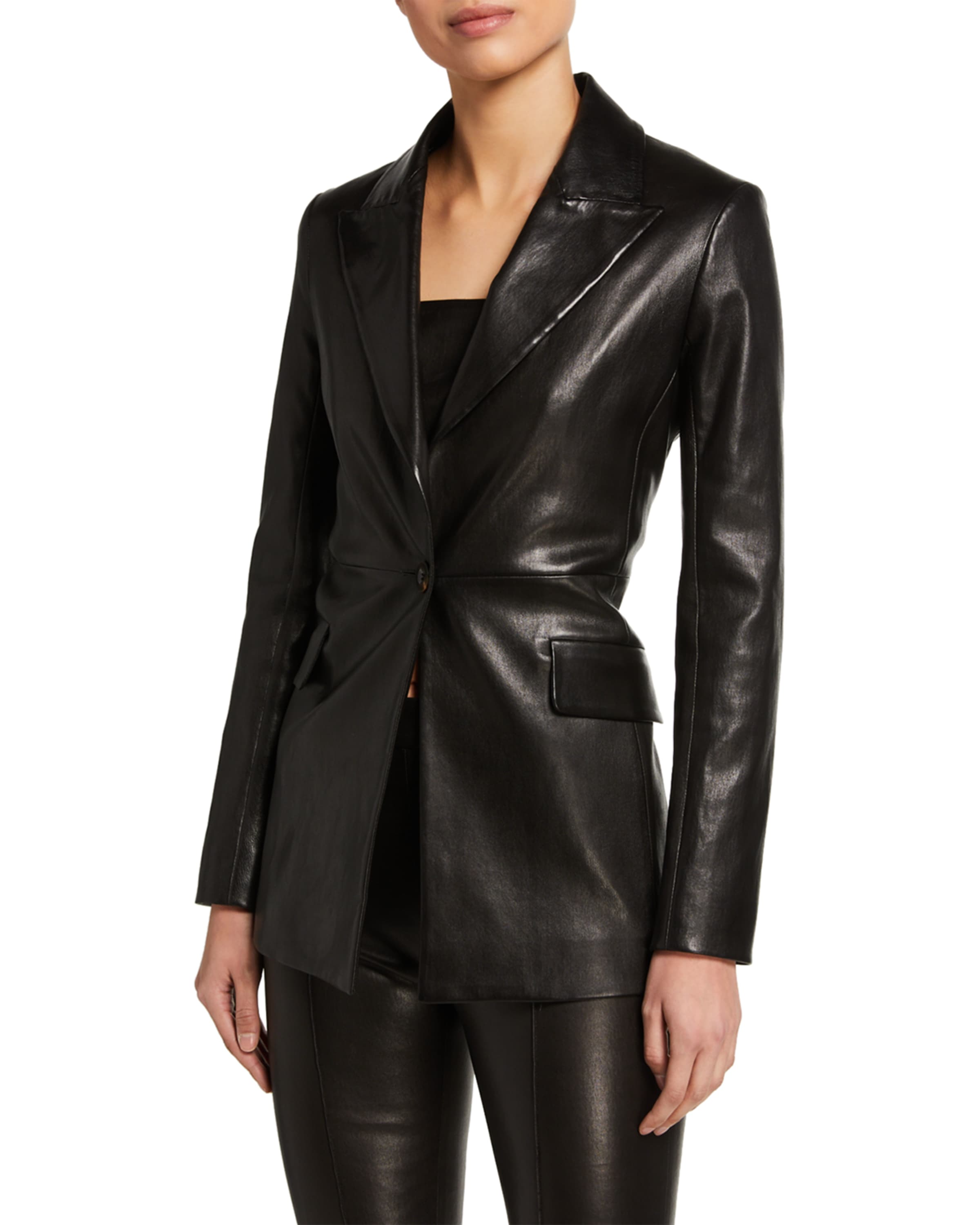 Theory peaked lapel faux leather blazer clearance