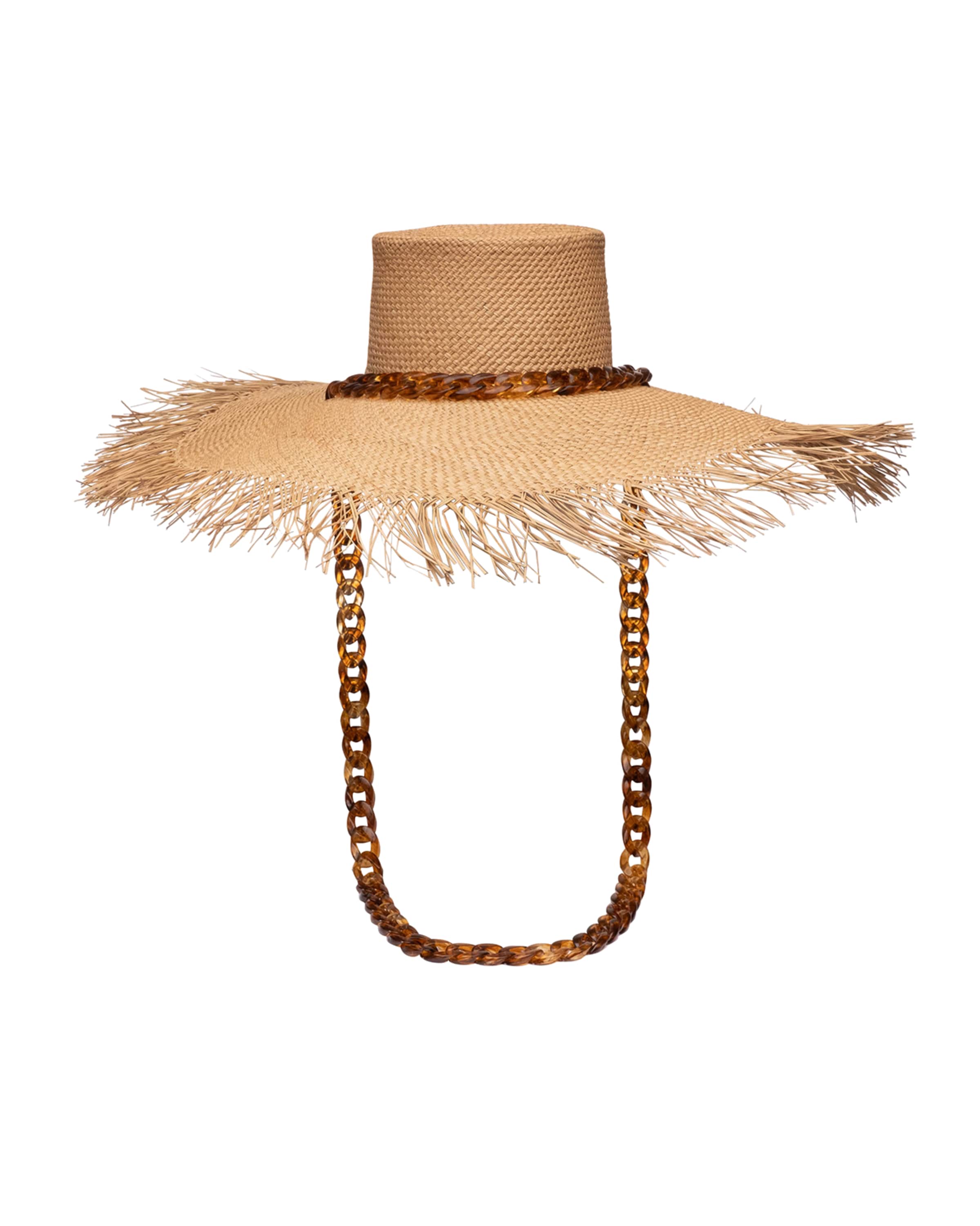 Eugenia Kim Valentina Straw Sun Hat with Tortoiseshell Chain