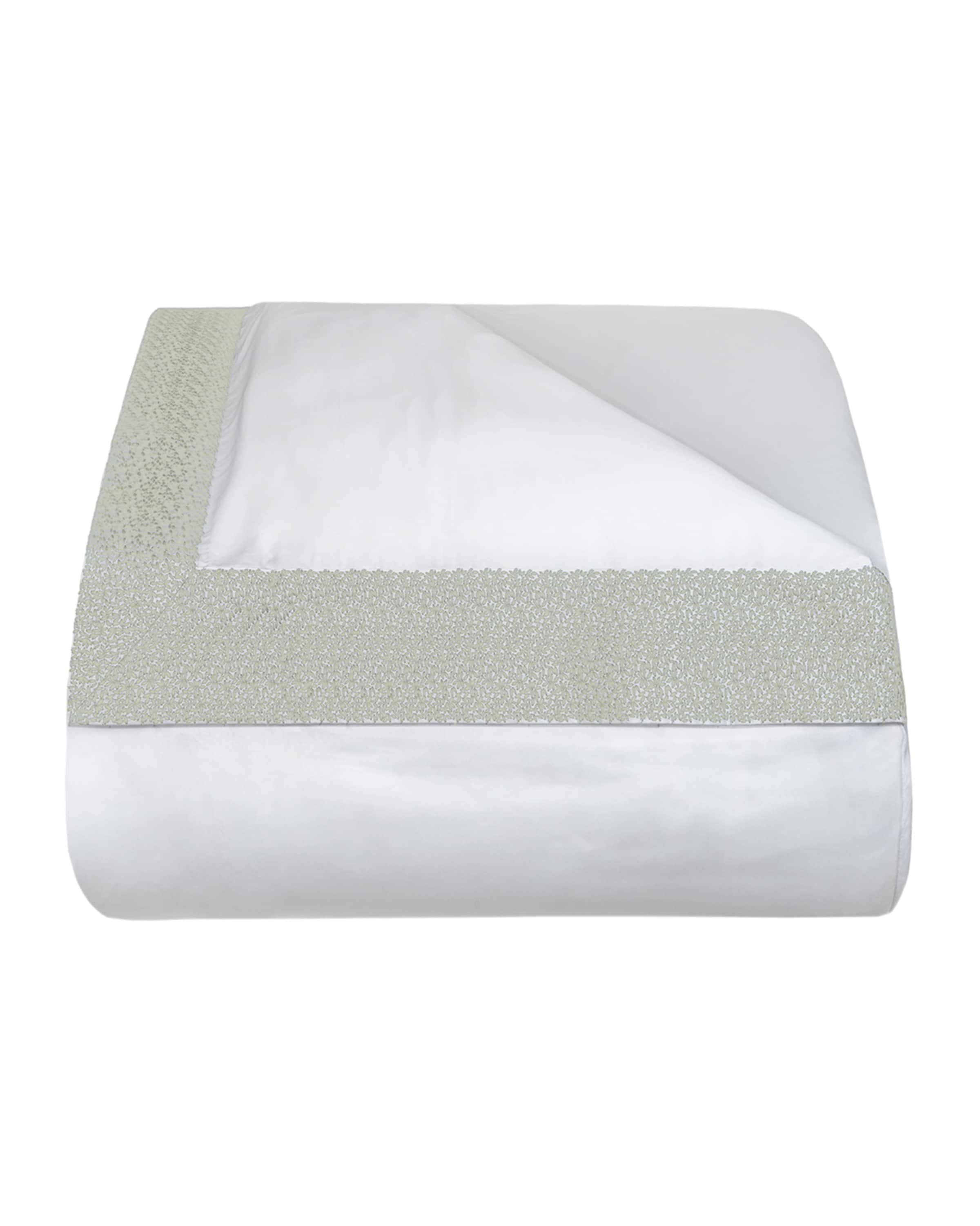 Bovi Fine Linens Malone Queen Duvet Cover, White/Dove