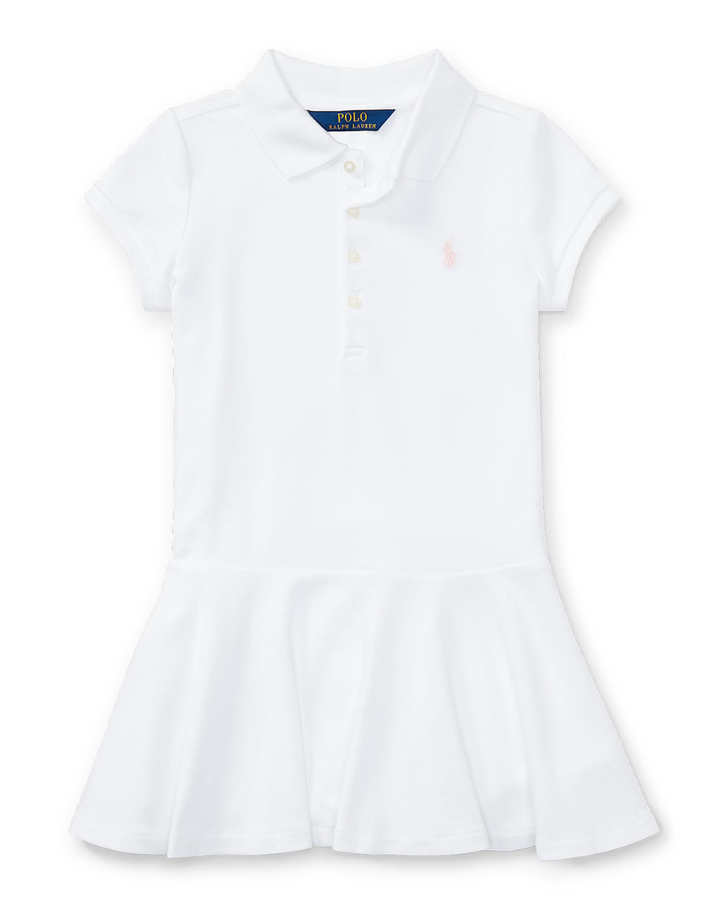 Ralph Lauren Childrenswear Girl's Short-Sleeve Knit Drop-Waist Polo Dress, Size 2-4