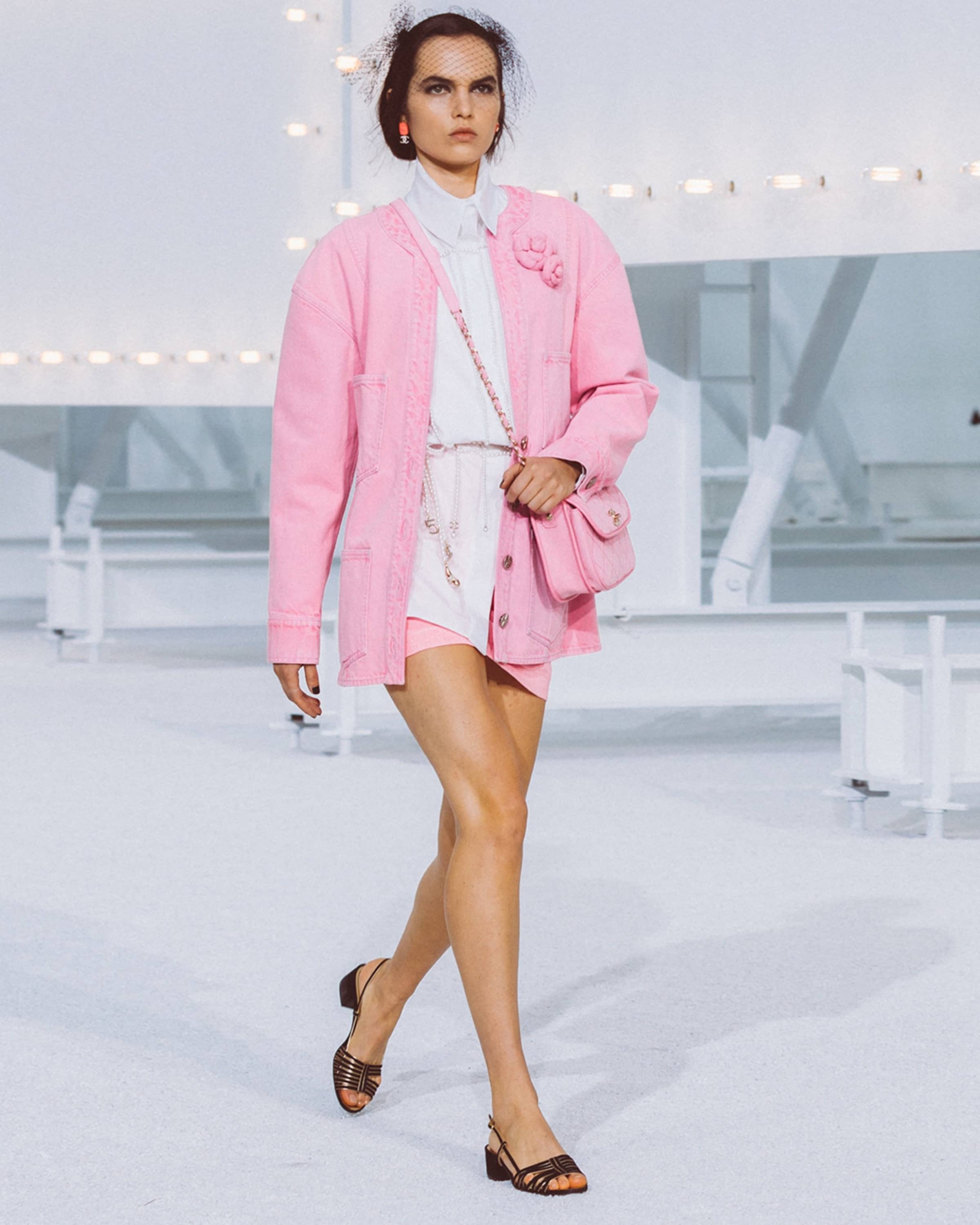 Chanel pink denim jacket sale
