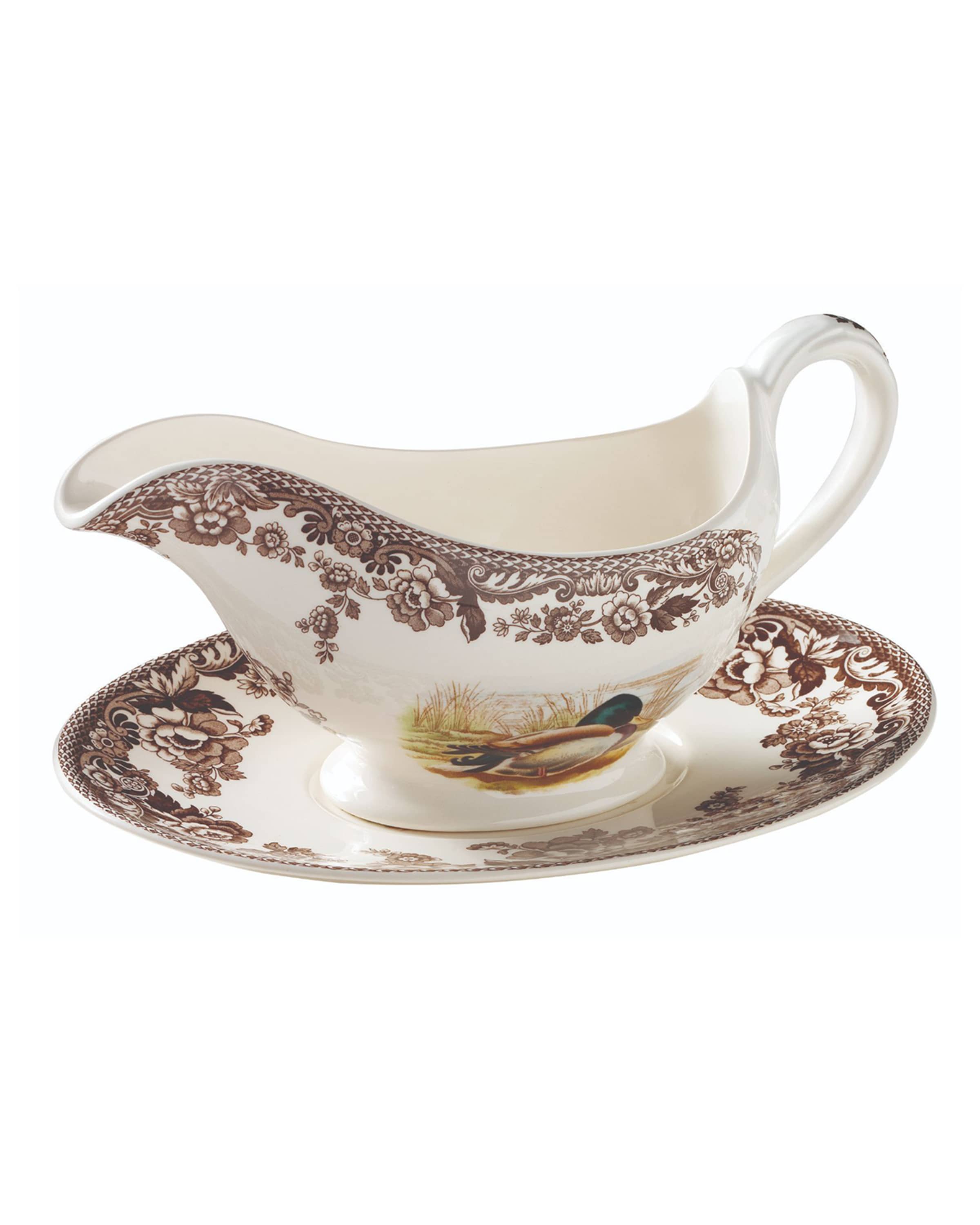 Spode Sauce Boat & Stand (Mallard/Snipe/Rabbit)