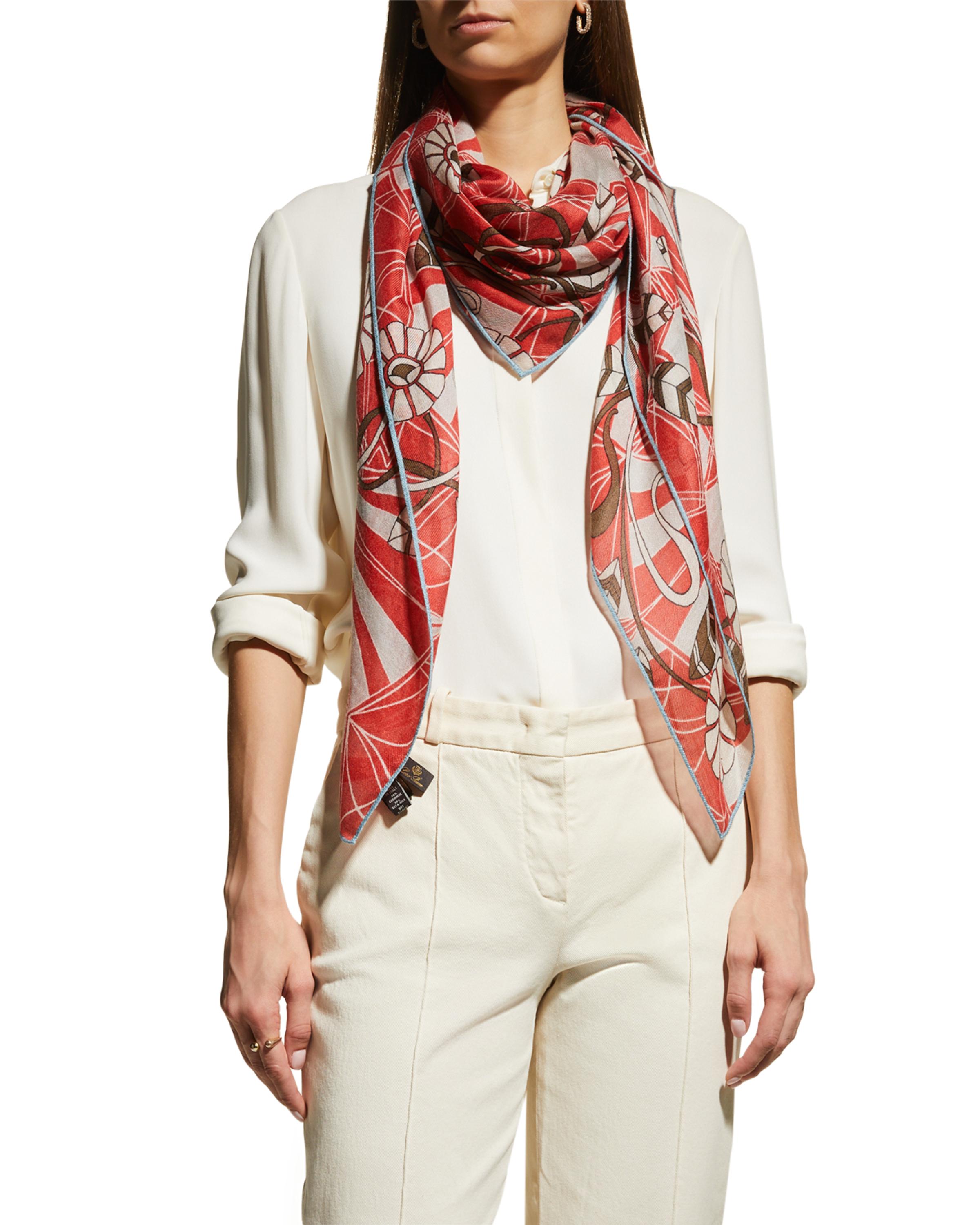 Loro Piana Casa Galimberti Cashmere-Silk Printed Maxi Scarf