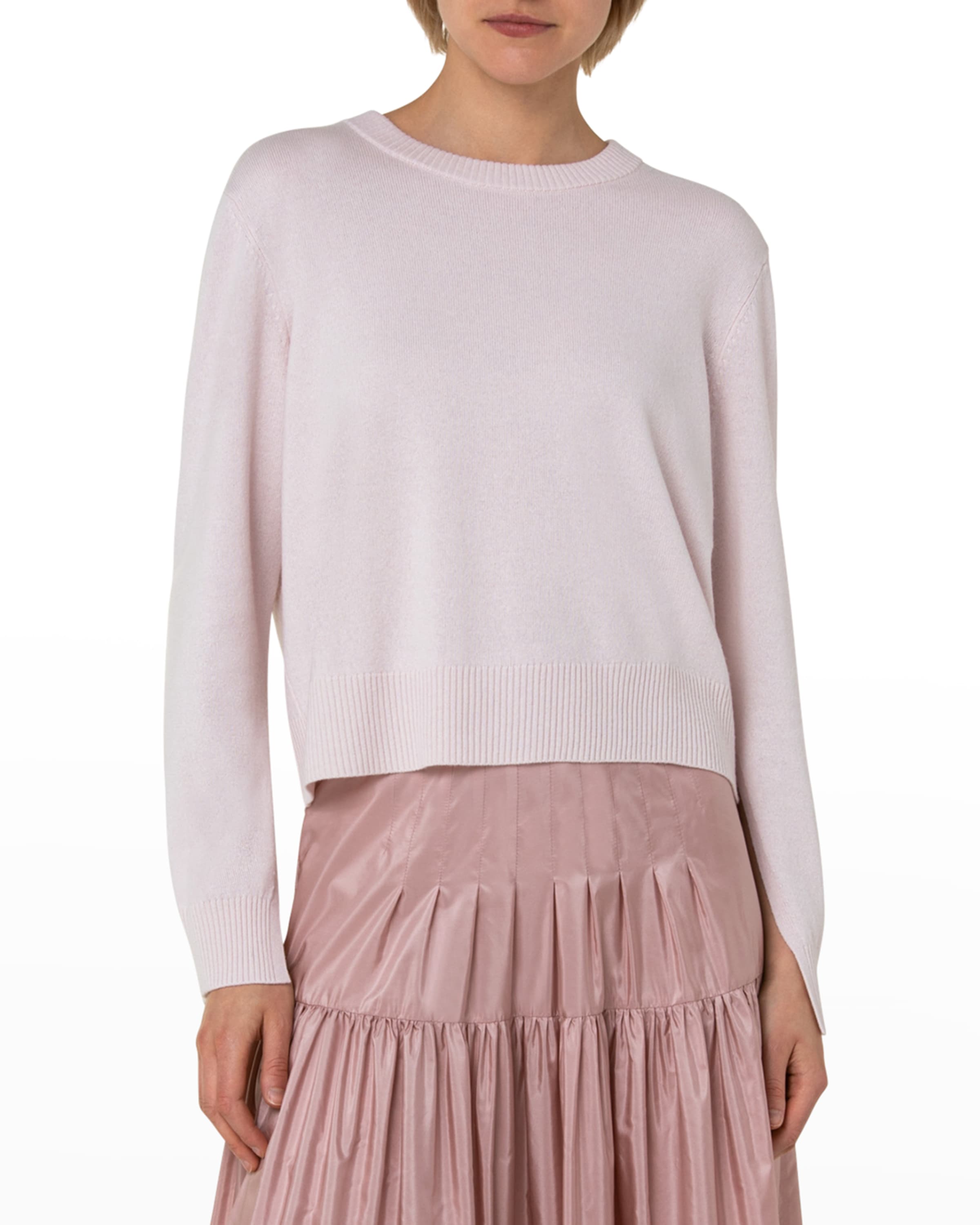 Akris punto Slit-Cuffs Cropped Sweater | Neiman Marcus