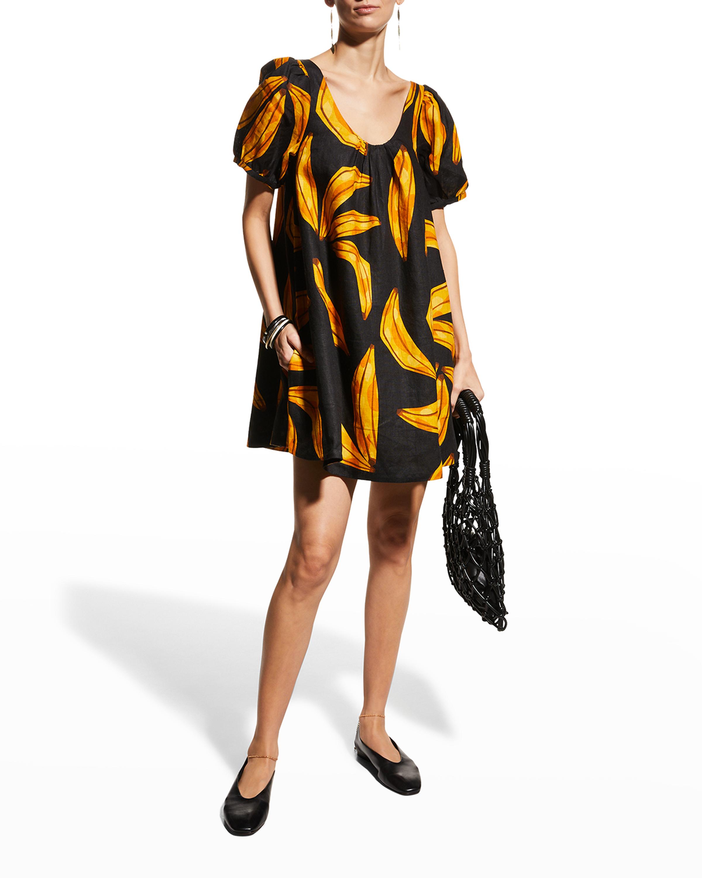 farm rio black spring bananas print mini dress Ripe So enjoy exclusive access square toe Geneva 3 Drawer Dresser Color:Peach Coral
