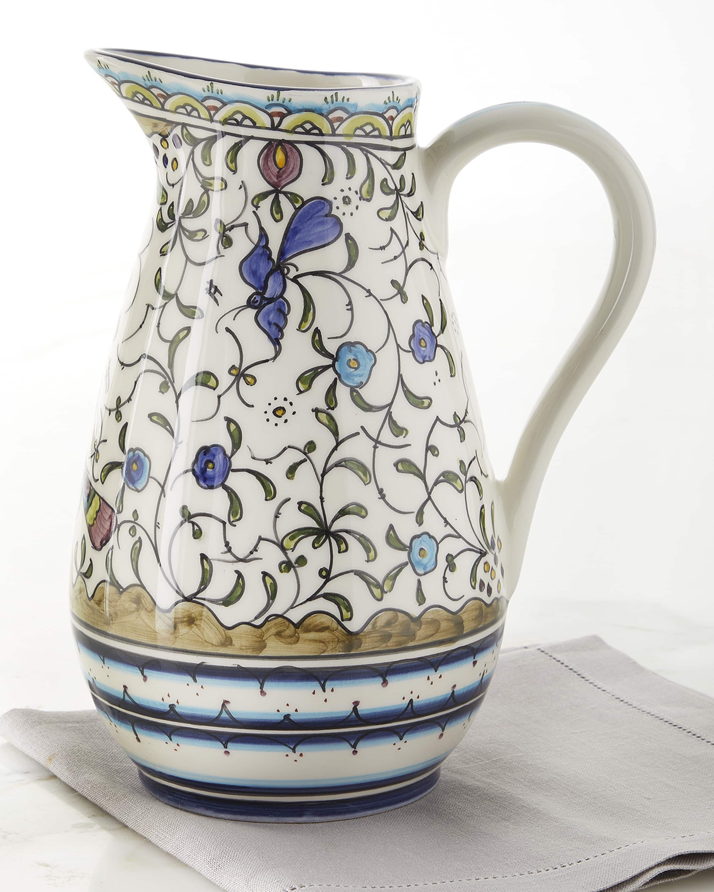 Neiman Marcus Pavoes Blue And Green Pitcher