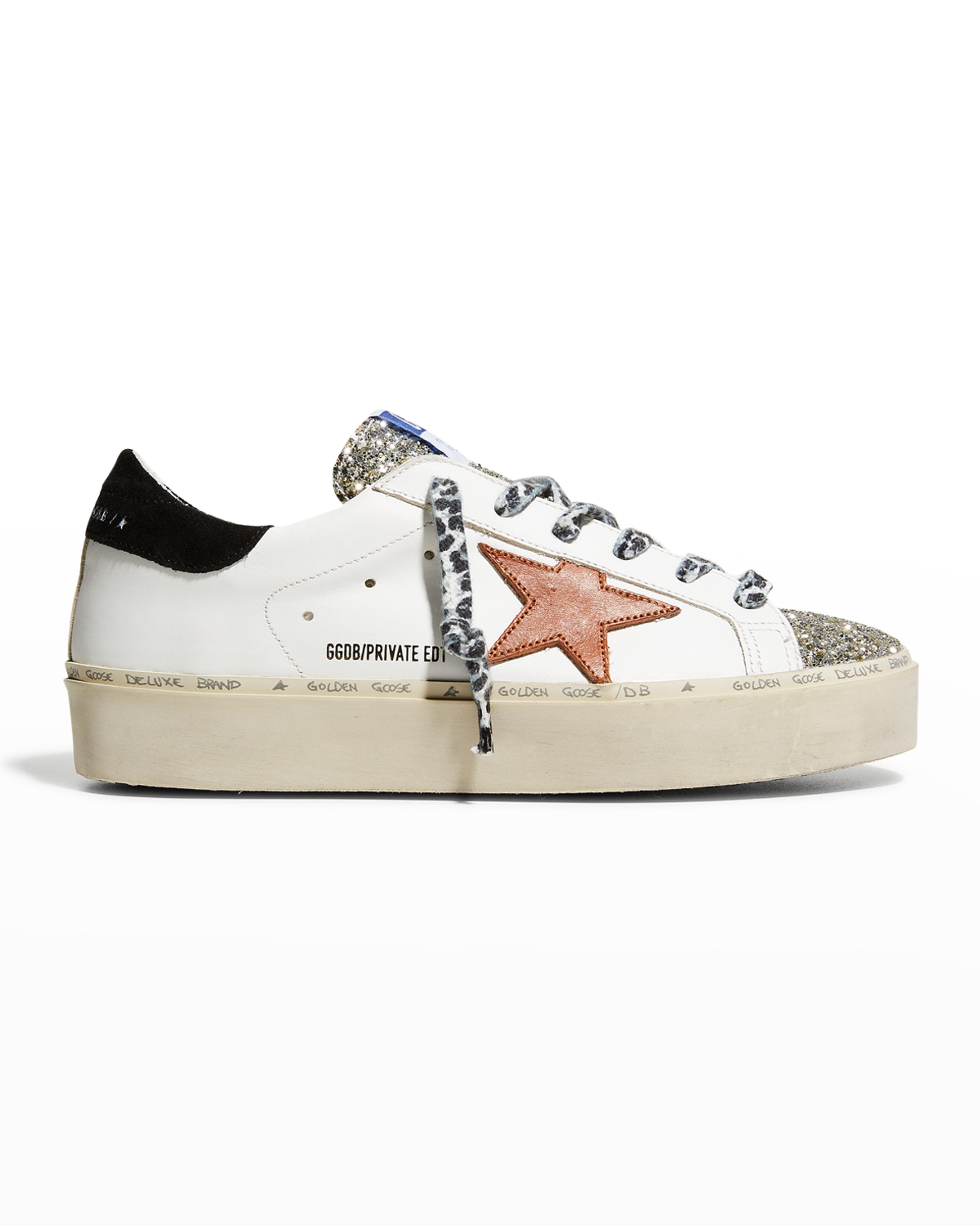 Golden Goose Hi Star Leopard-Lace Glitter Low-Top Sneakers