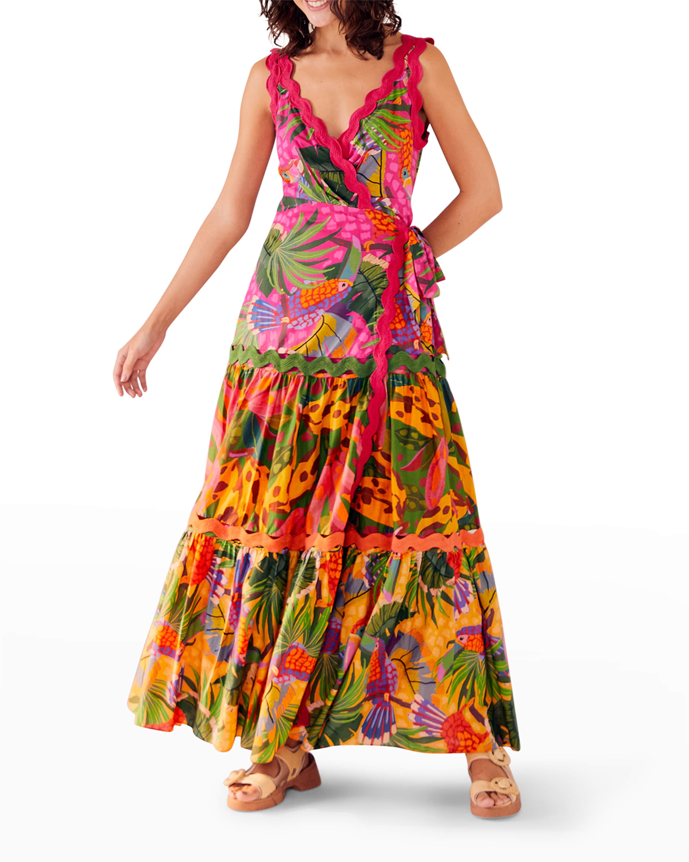 Mixed Painted Toucans Maxi Dress Dupe of Ree Drummond Dress