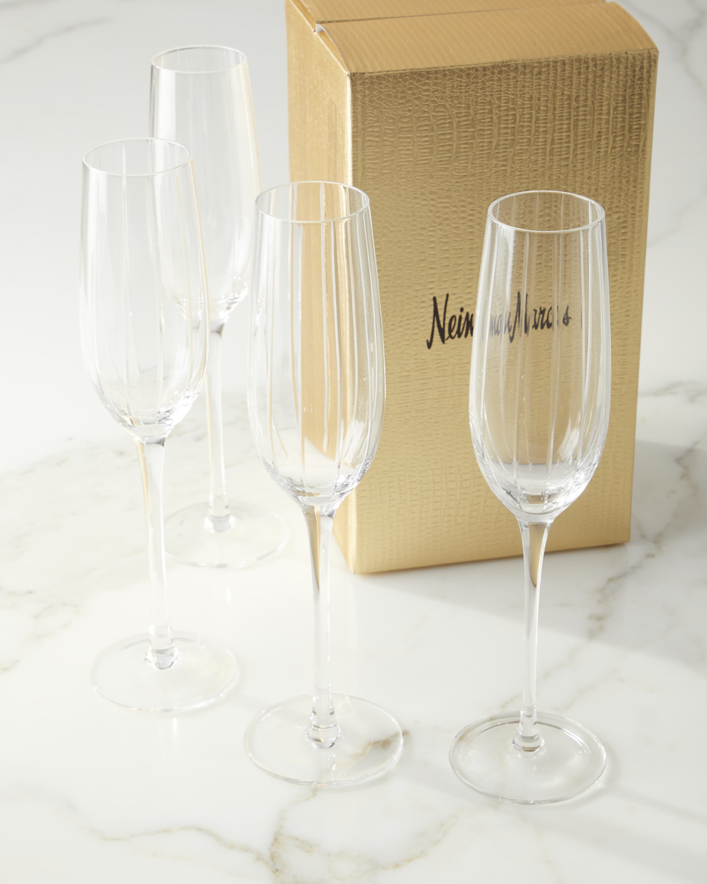 Neiman Marcus Cut Champagne Flutes, Set of 4