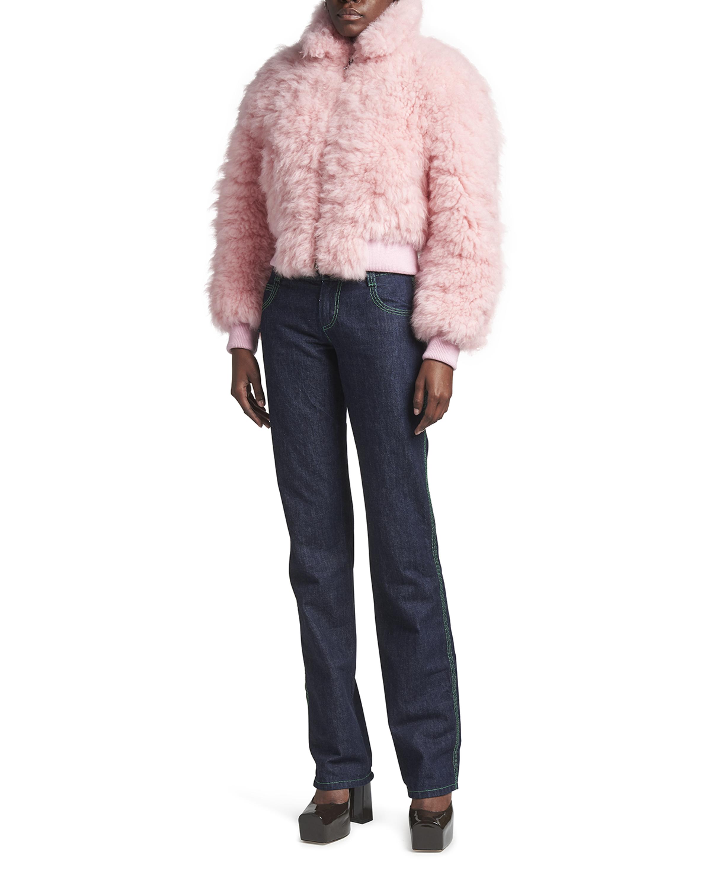 Fluffy Shearling Crop Bomber Coat, image 4 of 5