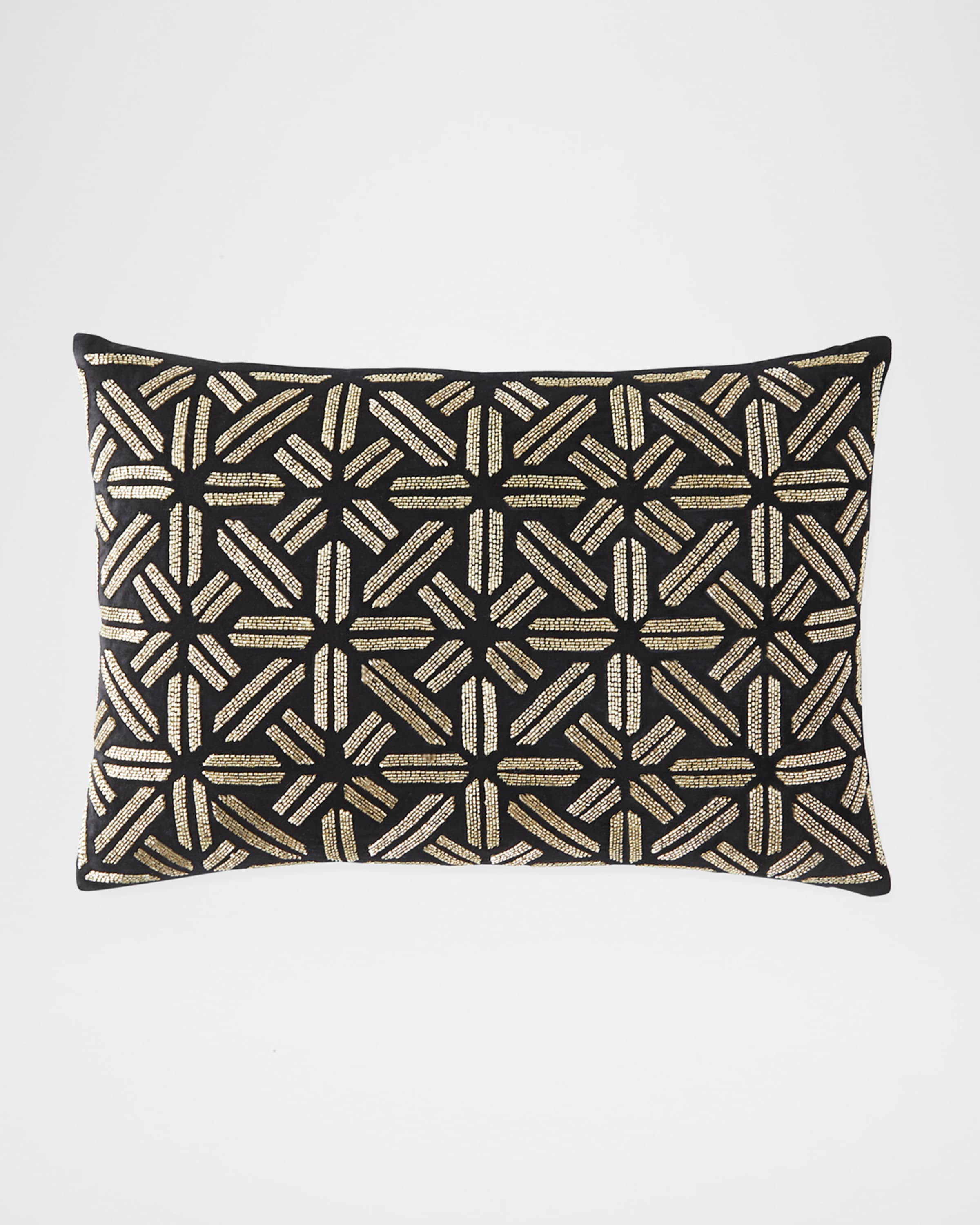 Callisto Home Black & Gold Velvet Beaded Decorative Pillow, 15x21"