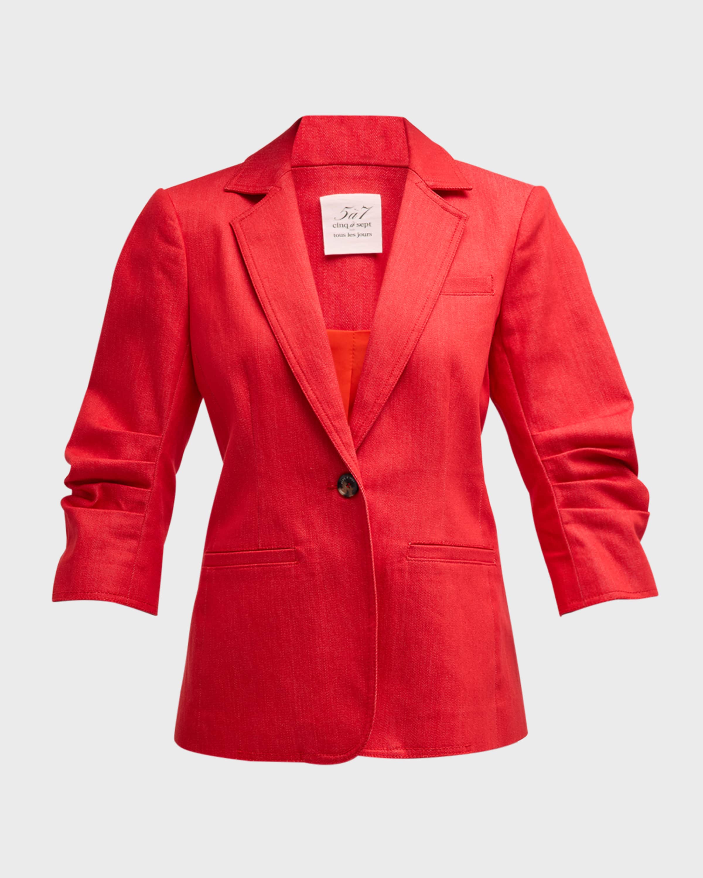 Cinq a Sept Khloe Denim Three-Quarter Sleeve Blazer