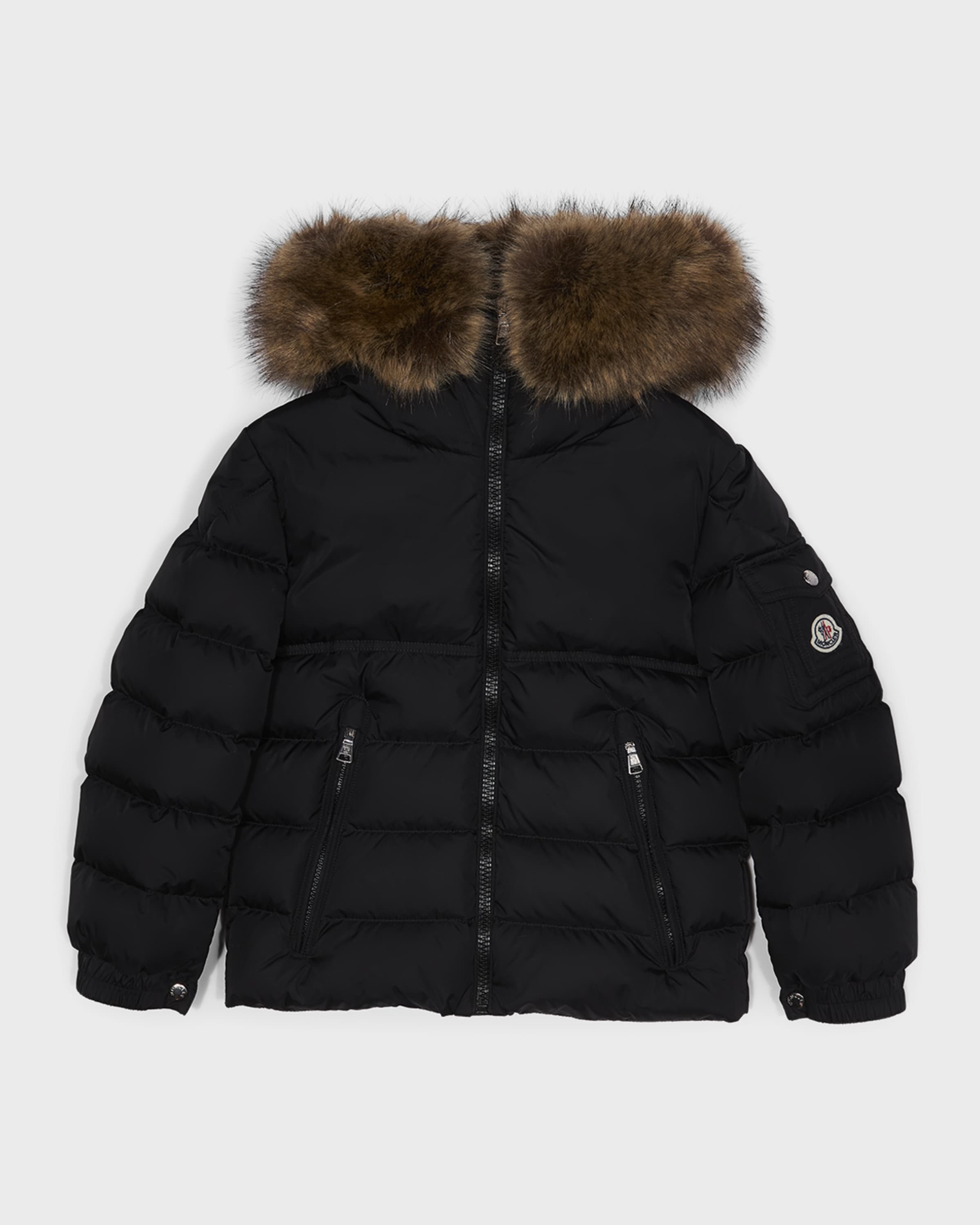 Moncler Boy's Byron Faux Fur Hooded Puffer Jacket, Size 8-14