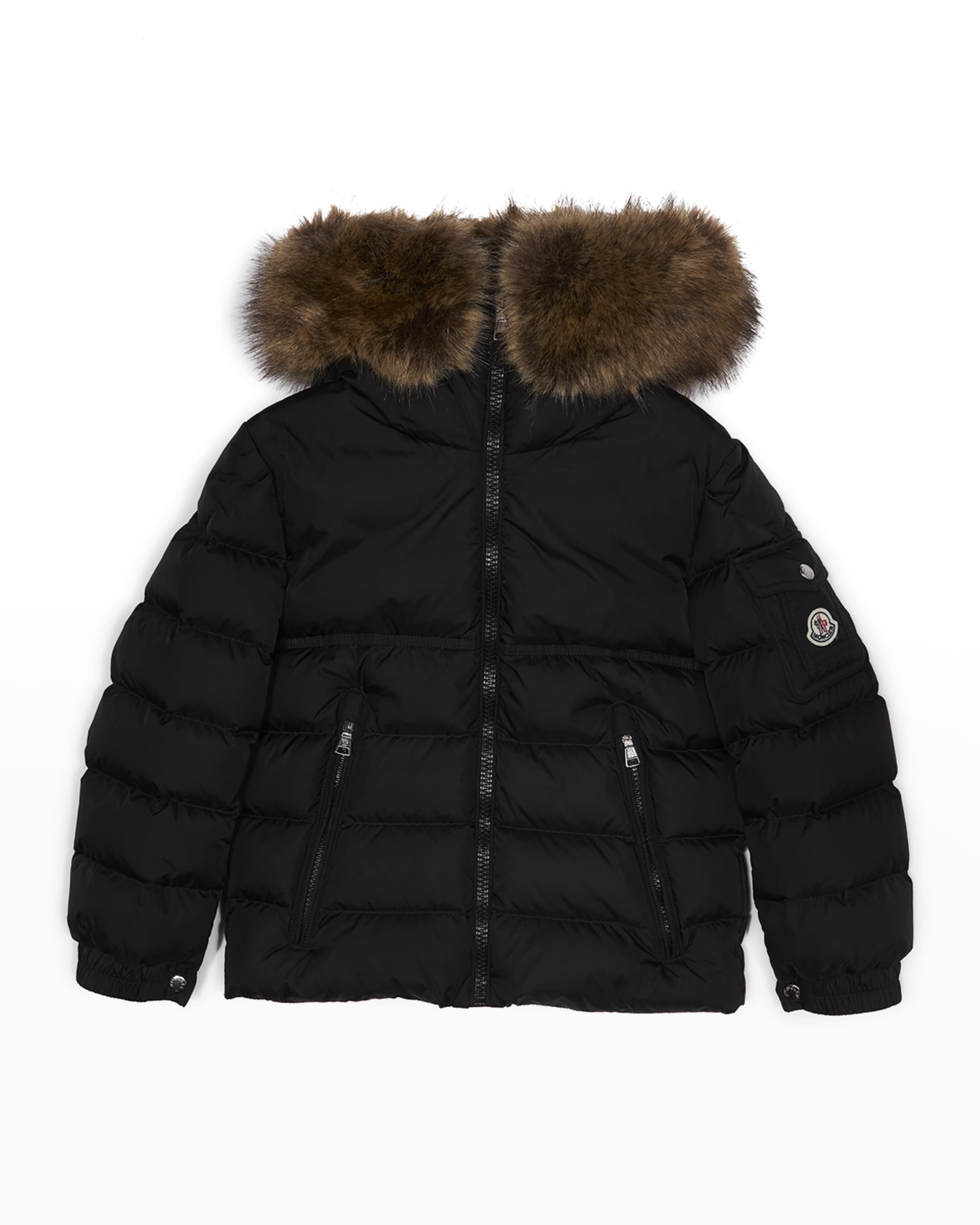 Moncler Boy's Byron Faux Fur Hooded Puffer Jacket, Size 4-6