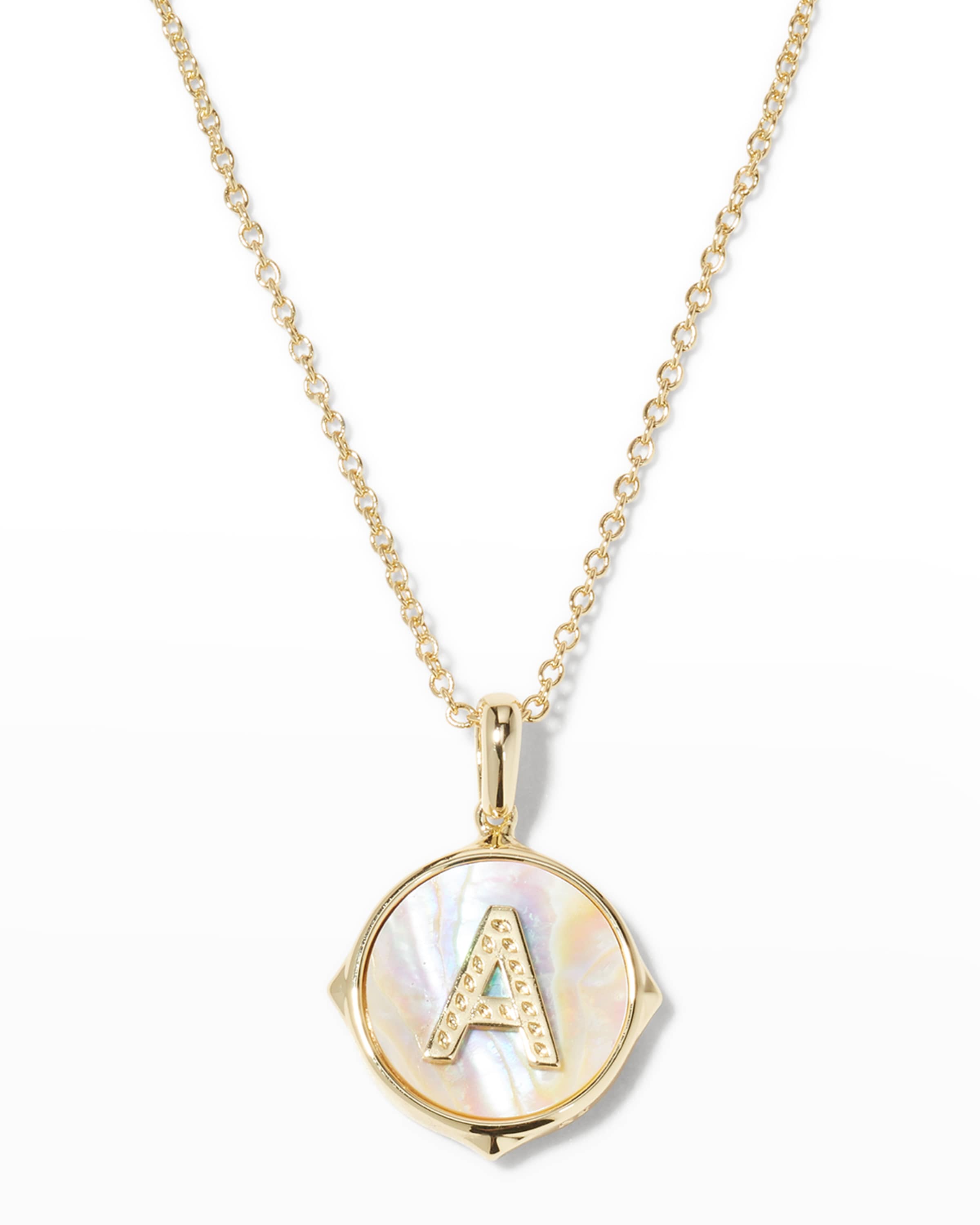 Kendra Scott Letter Disc Pendant Necklace | Neiman Marcus