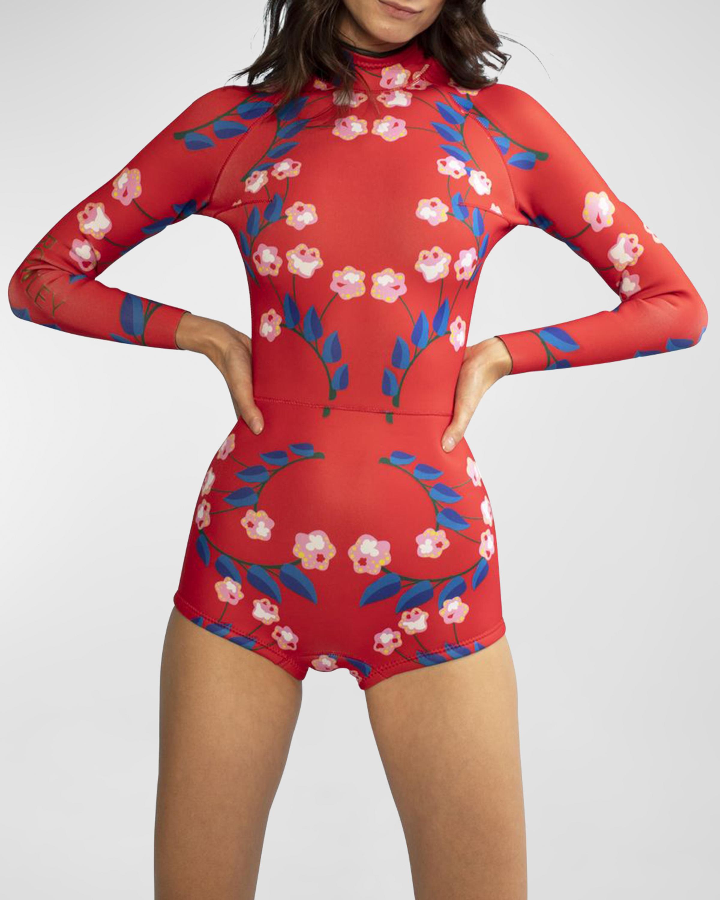 Cynthia Rowley Vine Floral Rashguard Wetsuit | Neiman Marcus