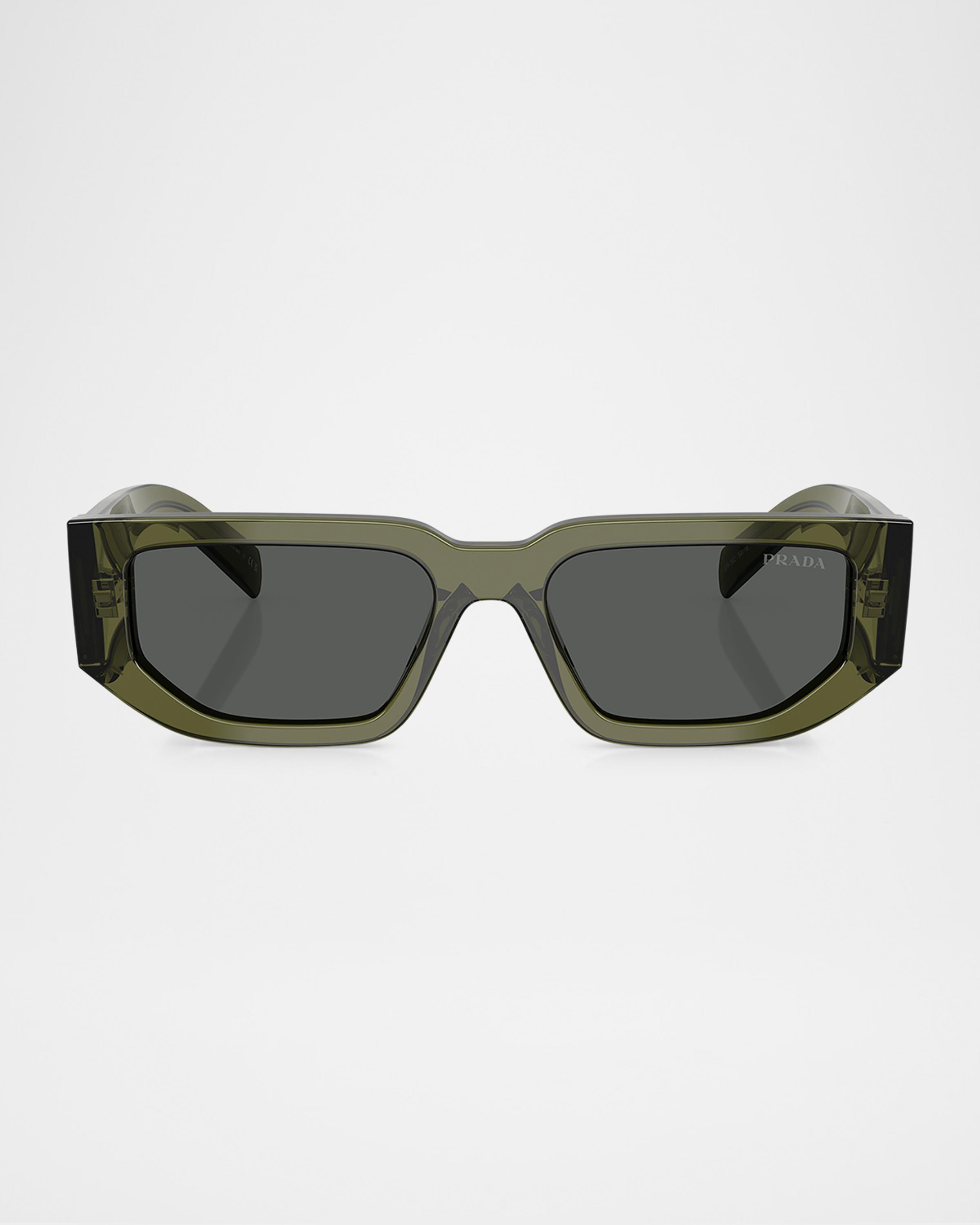 Prada Triangle Logo Bicolor Rectangle Sunglasses | Neiman Marcus