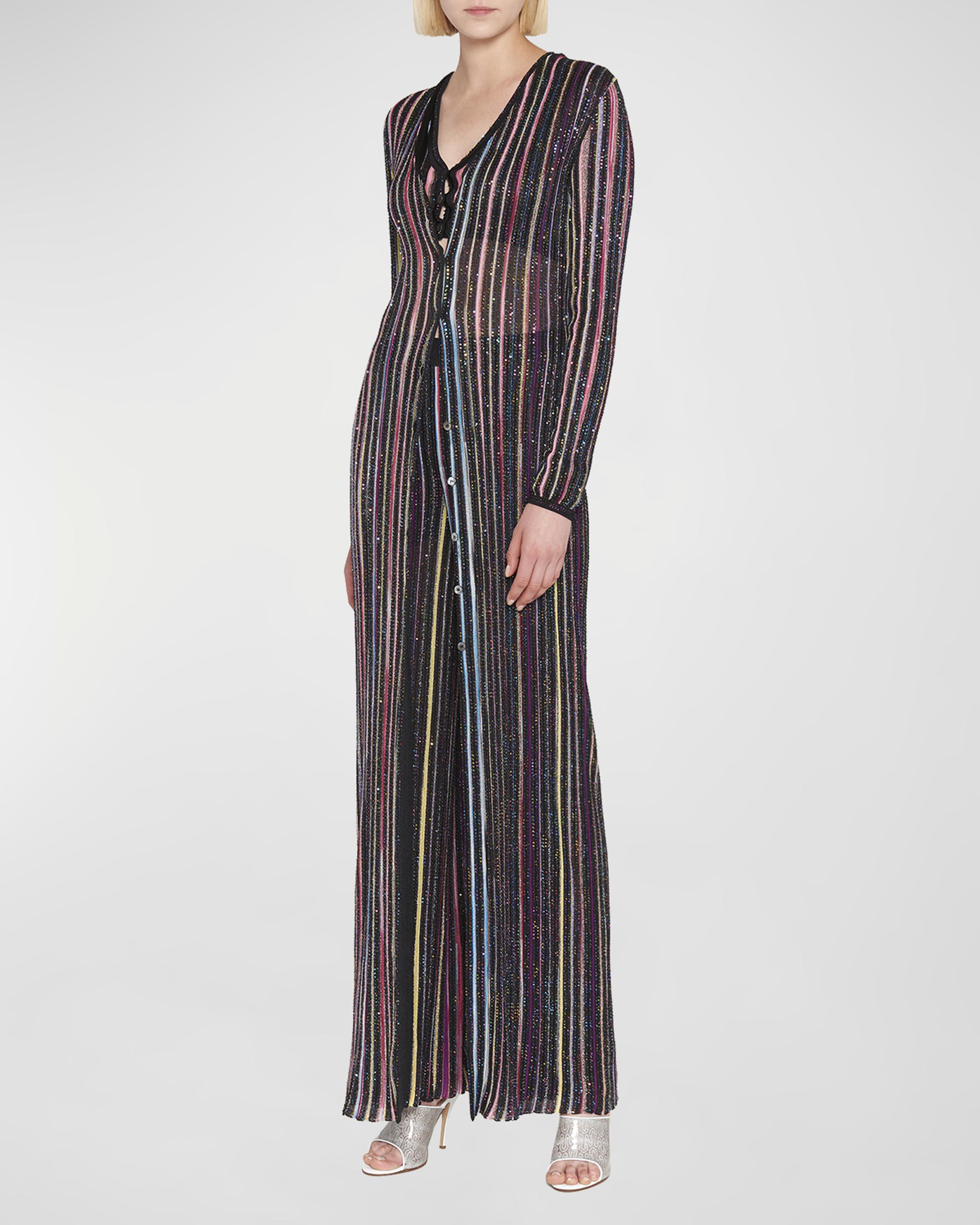 Missoni Multicolor Striped Long Cardigan w/ Sequin Detail | Neiman