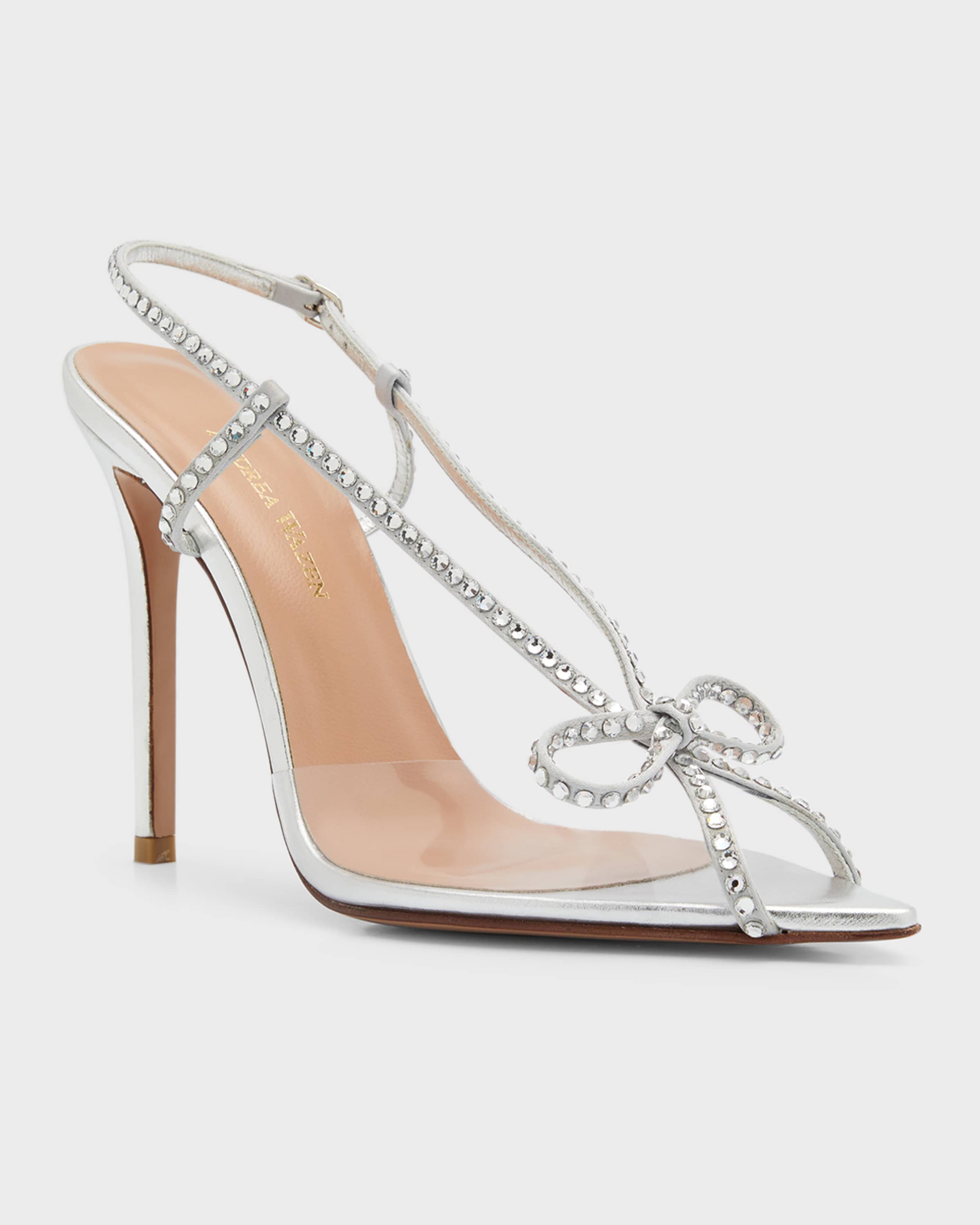 Clear and silver rhinestone heels