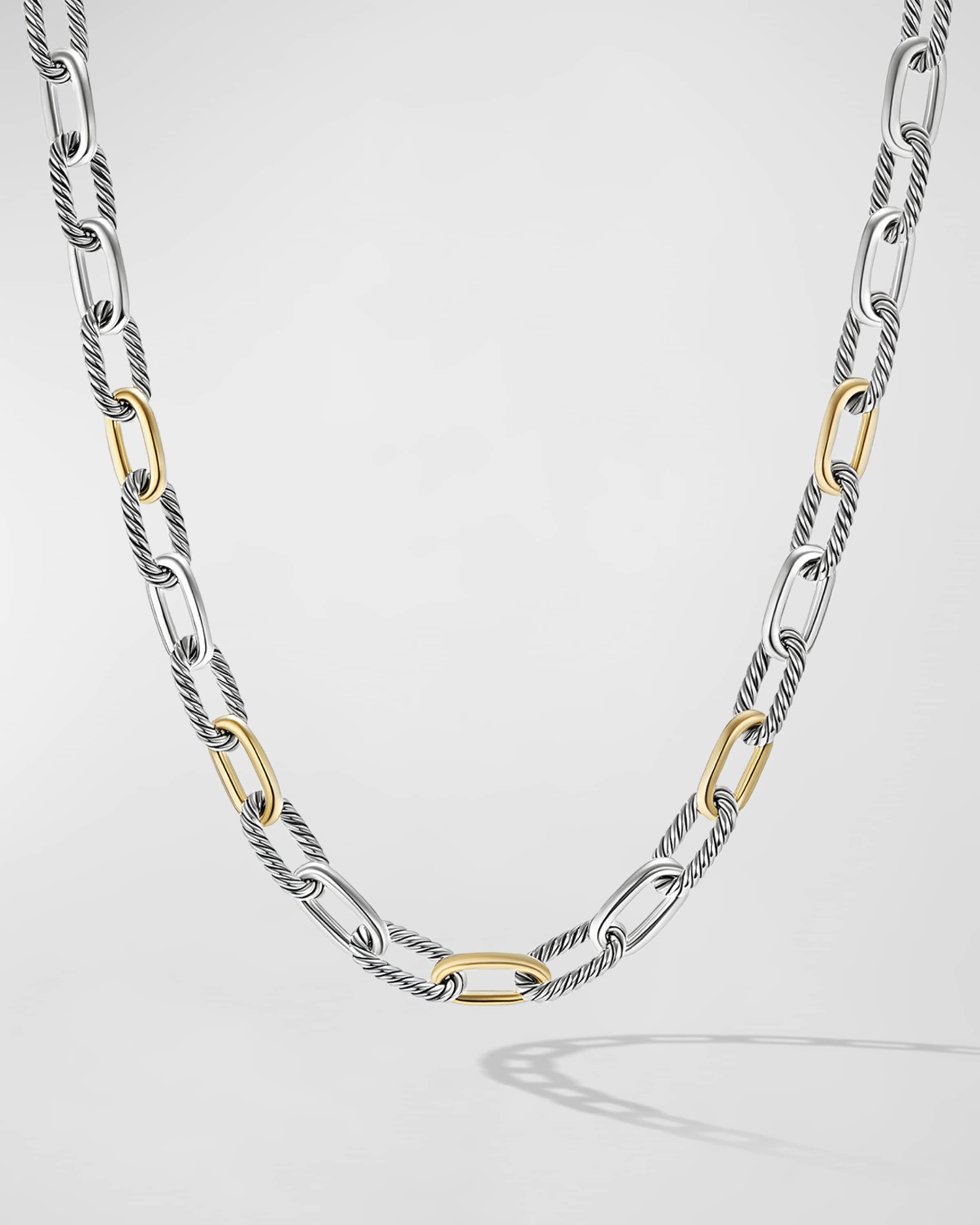 David Yurman DY Madison Chain Necklace in Silver with 18K Gold, 11mm, 20"L