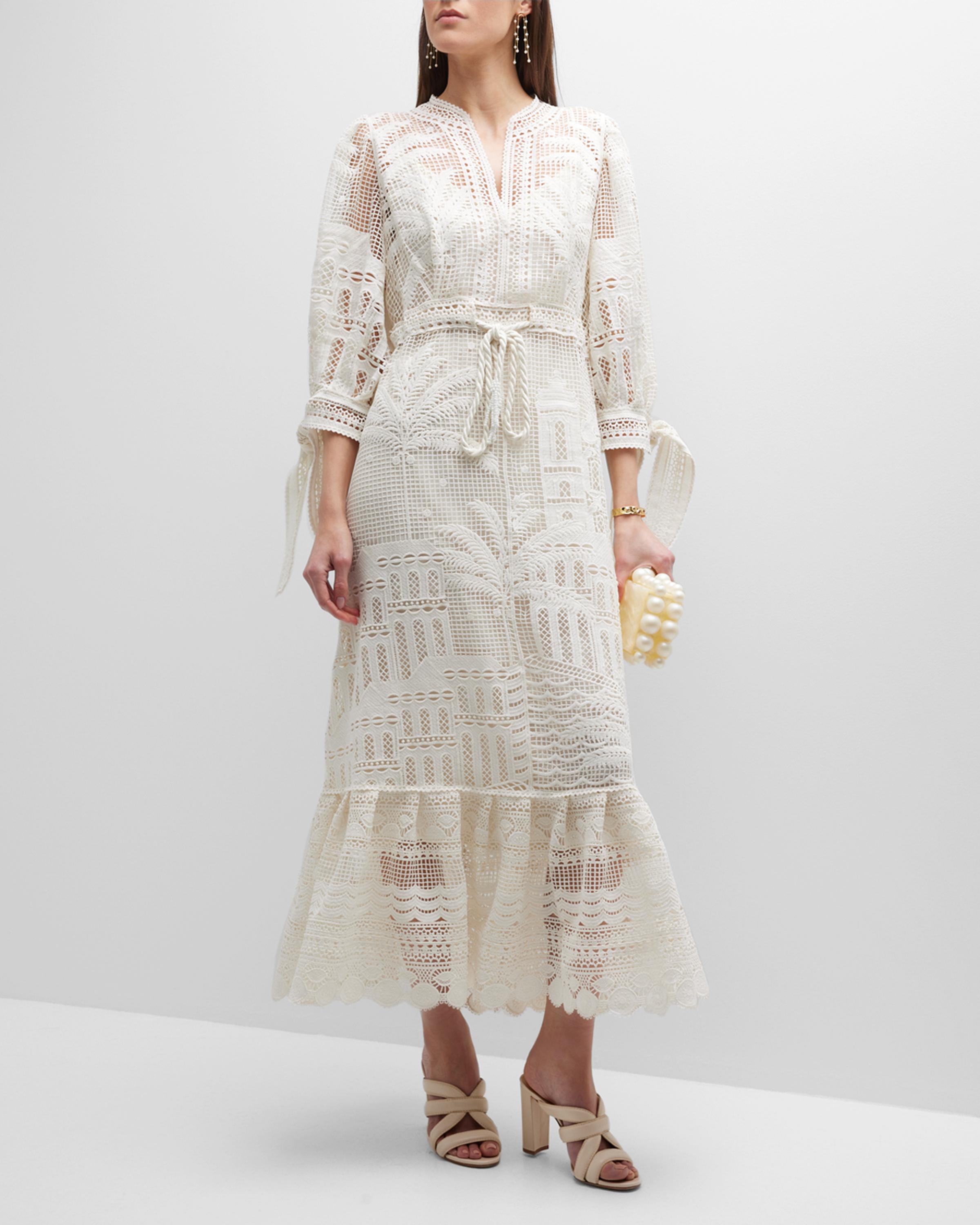 green morada boa guipure dress Farm Rio Maxi Color Name:MARTINI OLIVE
