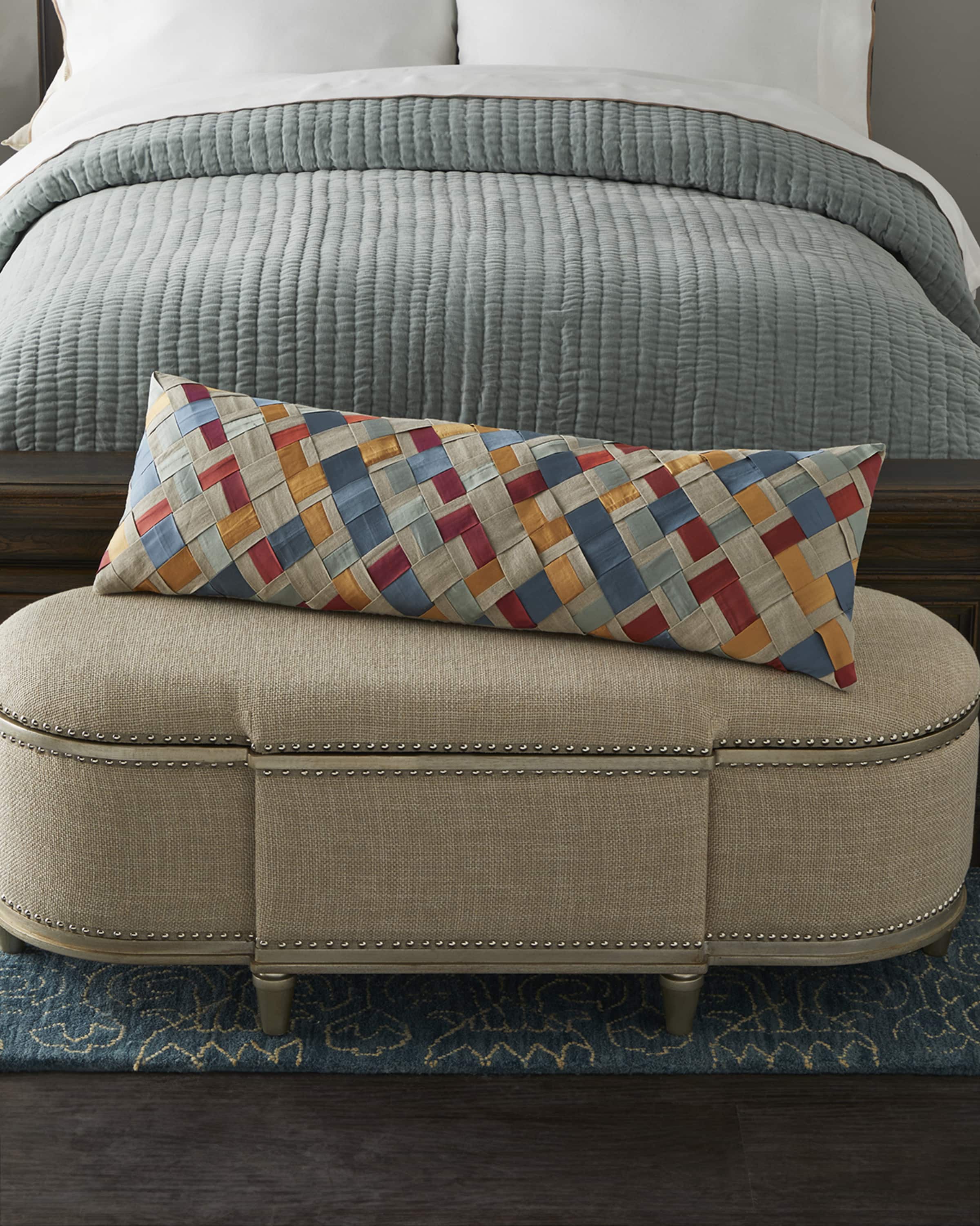 Amity Home Starla Silk-Blend Extra-Long Bolster Pillow, 14" x 42"