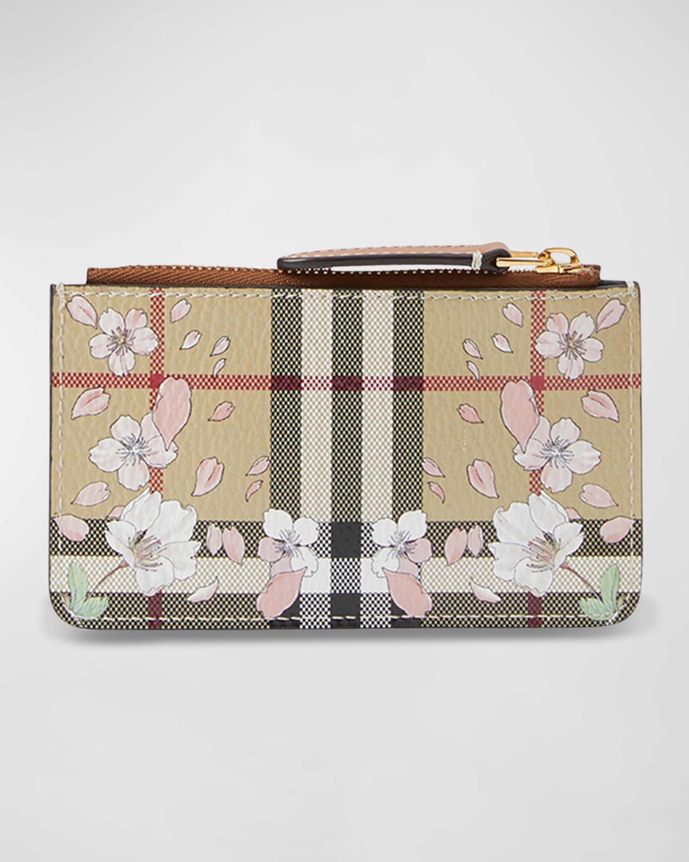 Burberry Kelbrook Check Cherry Blossom Printed Coin Case | Neiman