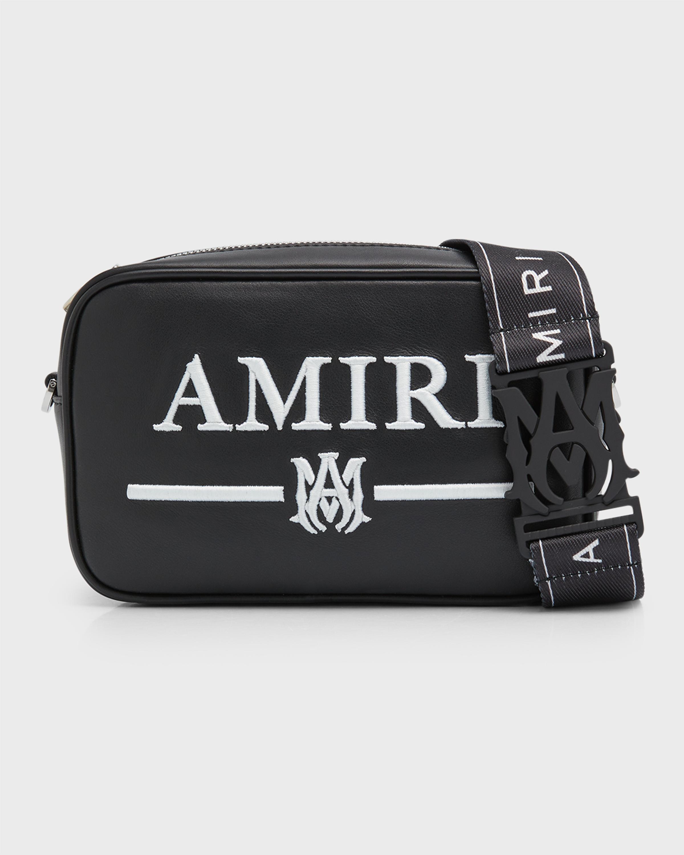 Amiri Men's Embroidered Logo Leather Crossbody Bag | Neiman Marcus
