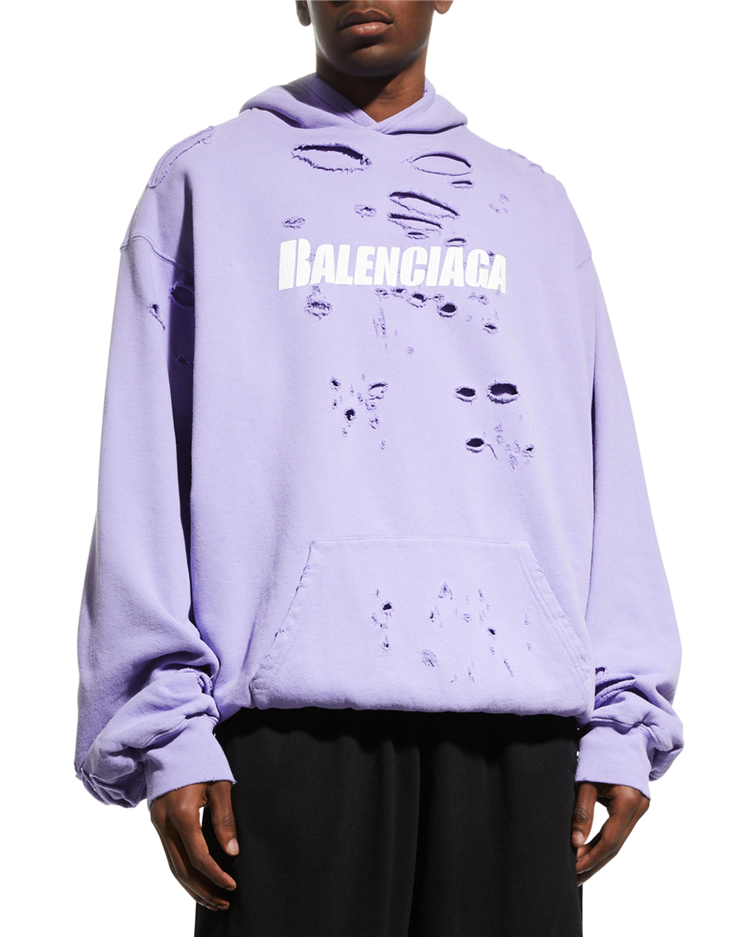 トップス BALENCIAGA Destroyed Hoodie Balenciaga Men's Double-Layer Destroyed Hoodie | Neiman Marcus