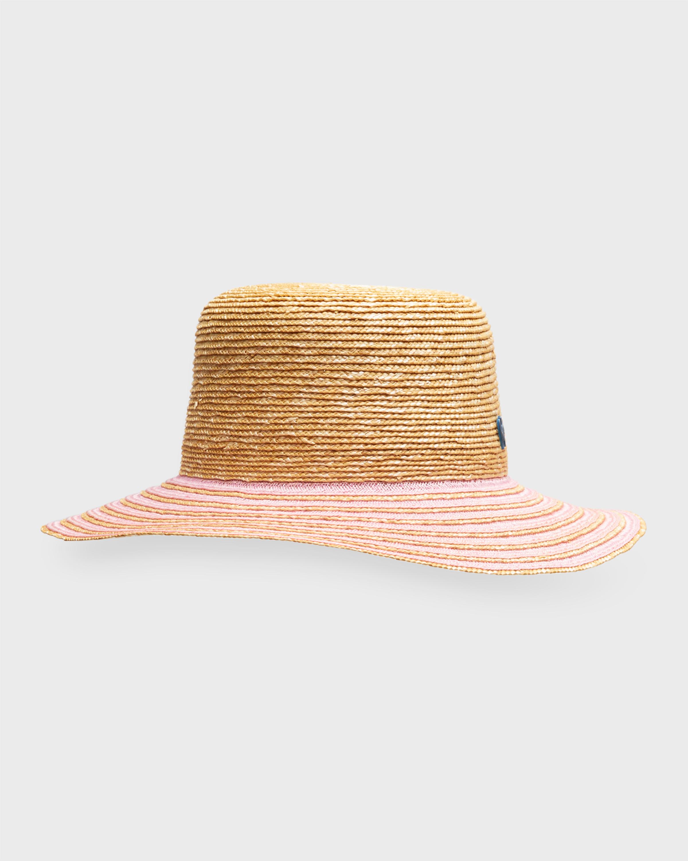 Raffaello Bettini Color Block Straw Fedora | Neiman Marcus