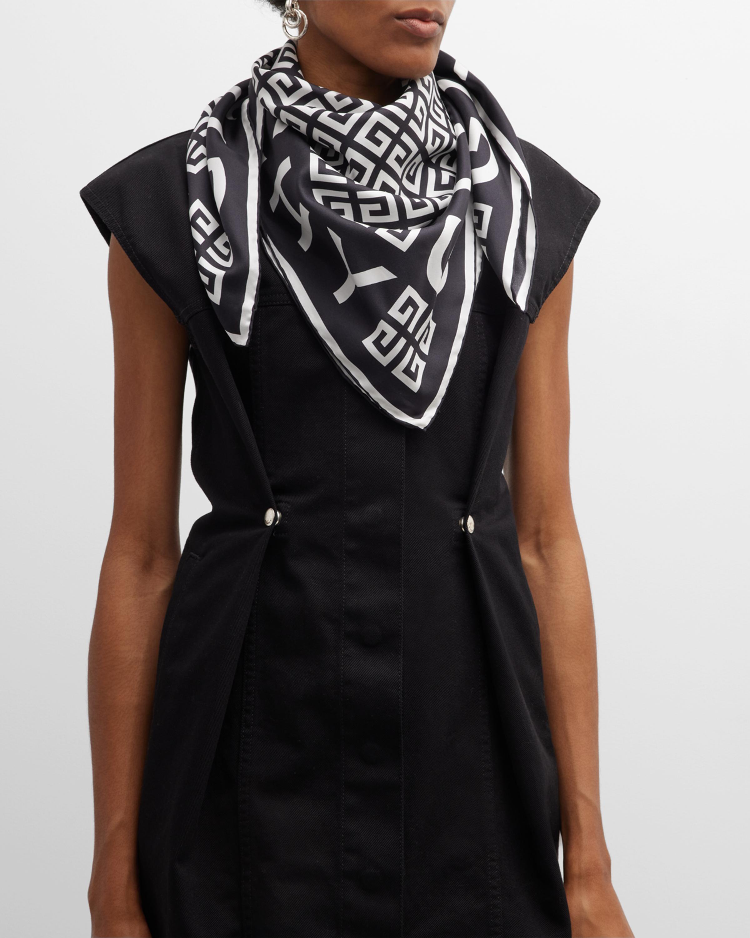 【再値下げ】美品 GIVENCHY 総柄4Gモノグラム ロングスカーフ 黒 Givenchy Black 4G Monogram Silk Square Scarf | Neiman Marcus