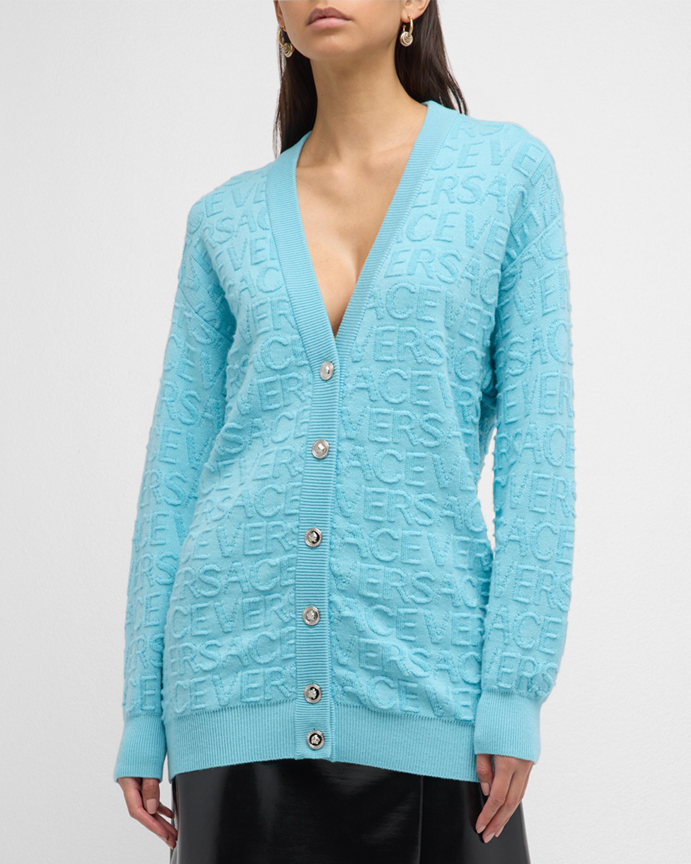 Versace x Dua Lipa Versace Allover Towel Cardigan | Neiman Marcus
