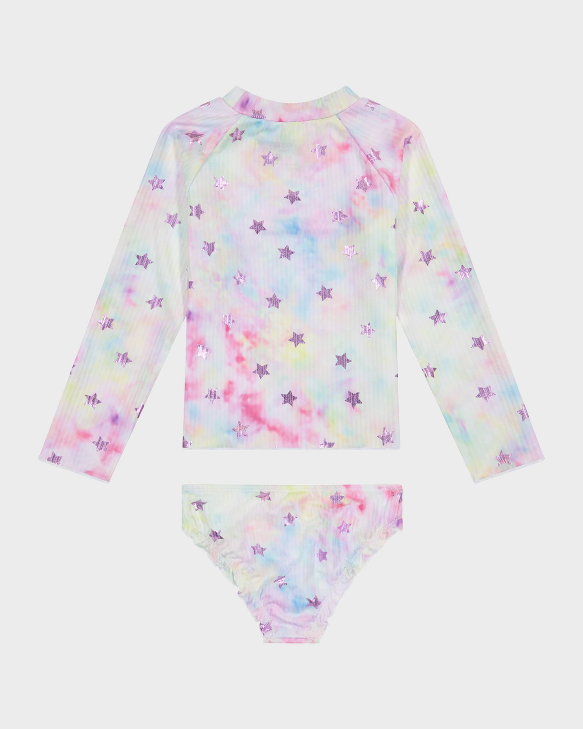 Andy & Evan Girl's Tie Dye Star-Print Rashguard Set, Size Newborn-18M