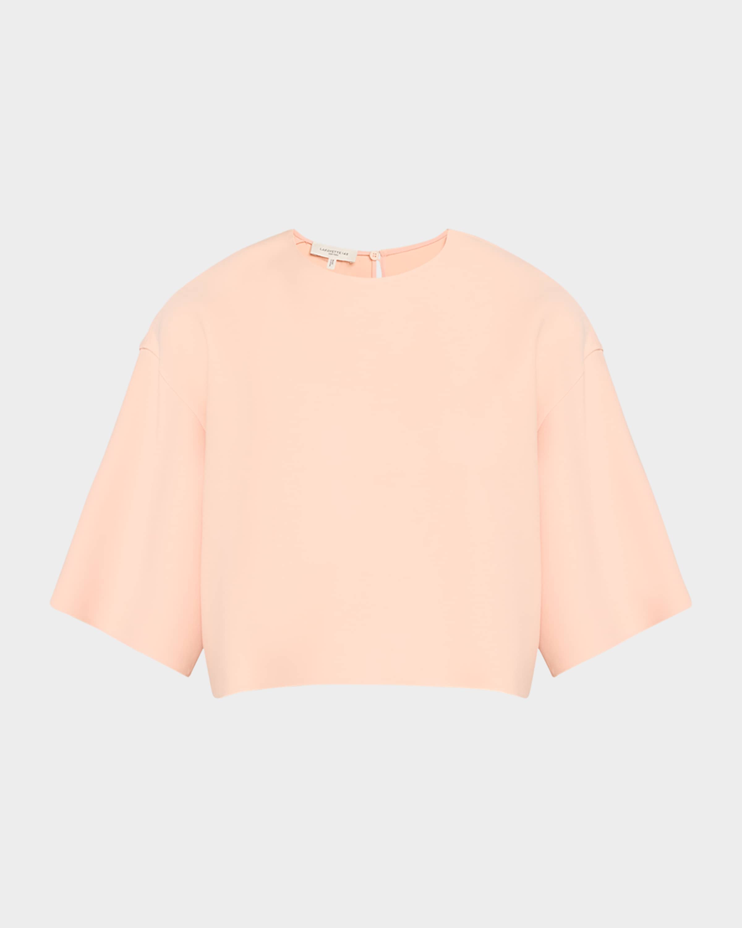 Lafayette 148 New York Viscose-Silk Drop-Shoulder Crewneck Blouse