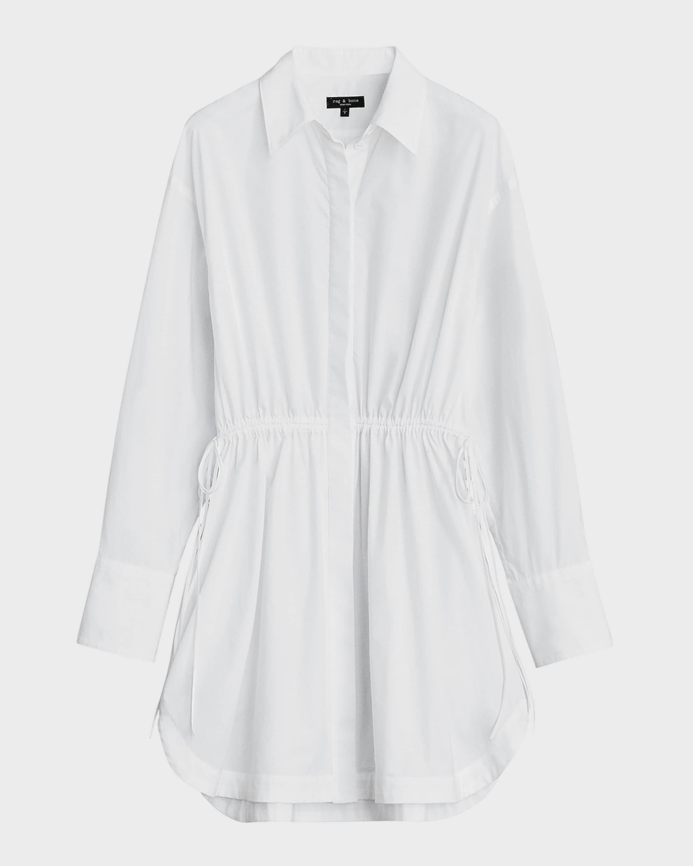 Rag & Bone Fiona Long Sleeve Cotton Poplin Shirtdress In White