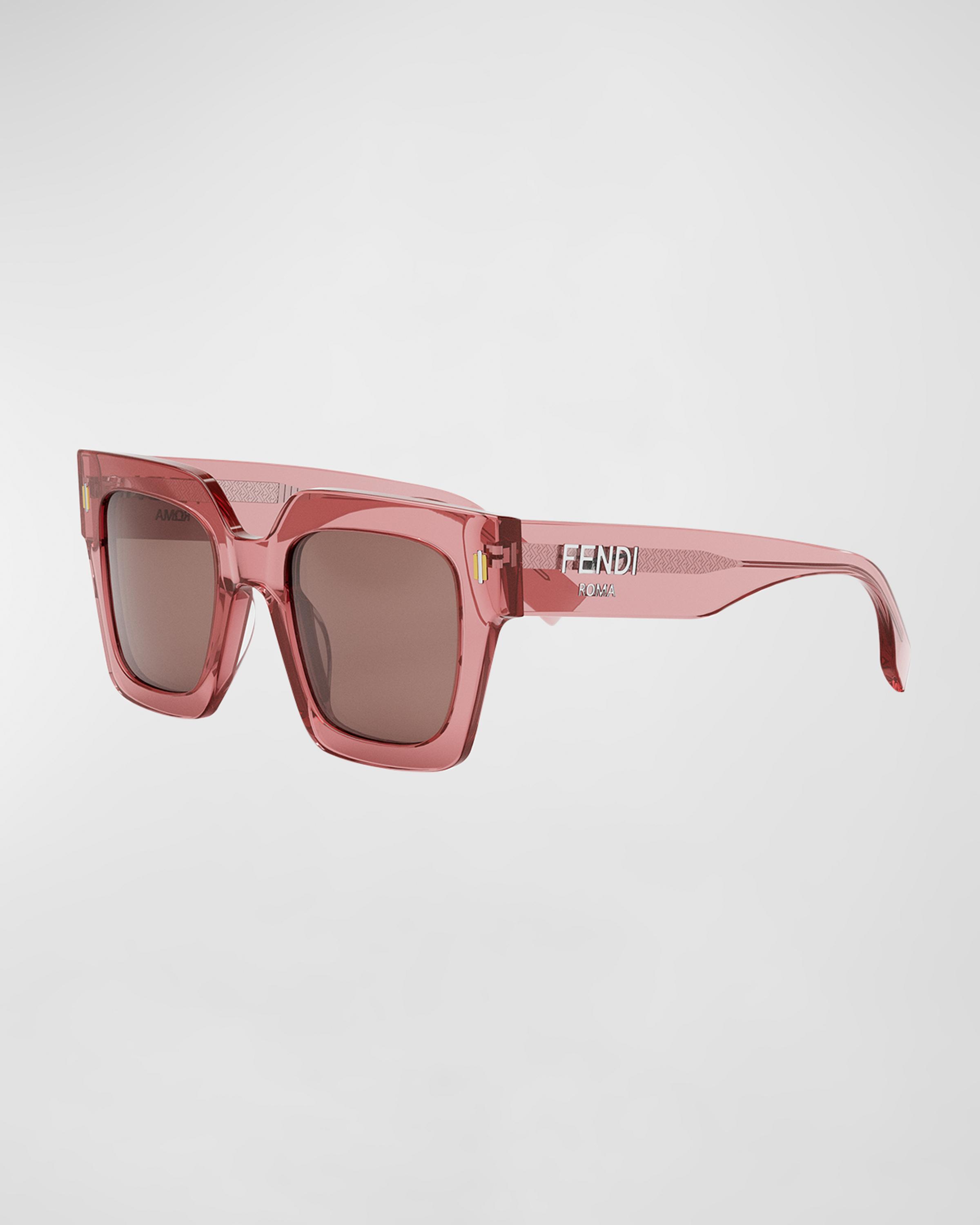 Fendi Fendi Roma Pink Square Acetate Sunglasses | Neiman Marcus