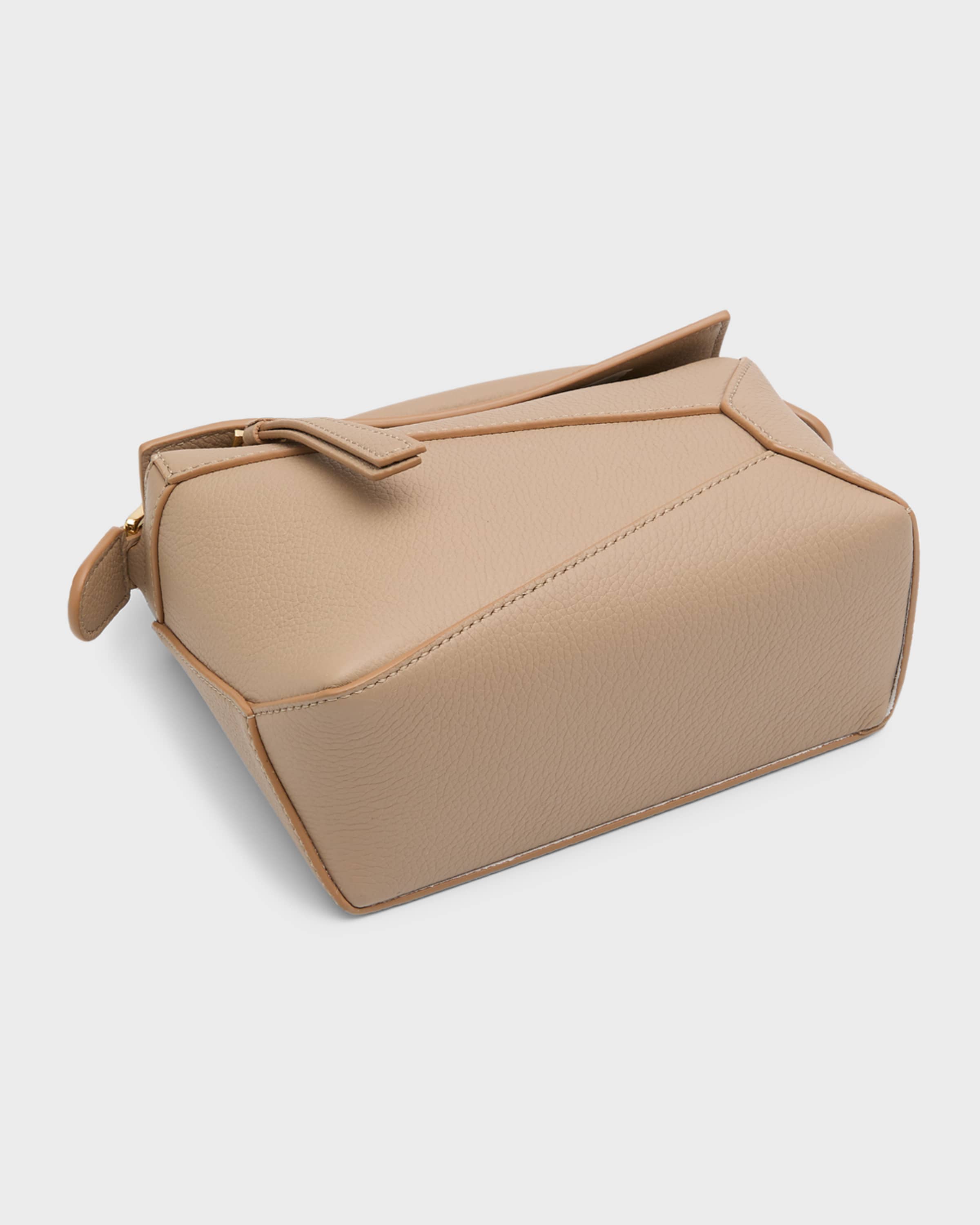 Puzzle Edge Mini Top-Handle Bag in Grained Leather