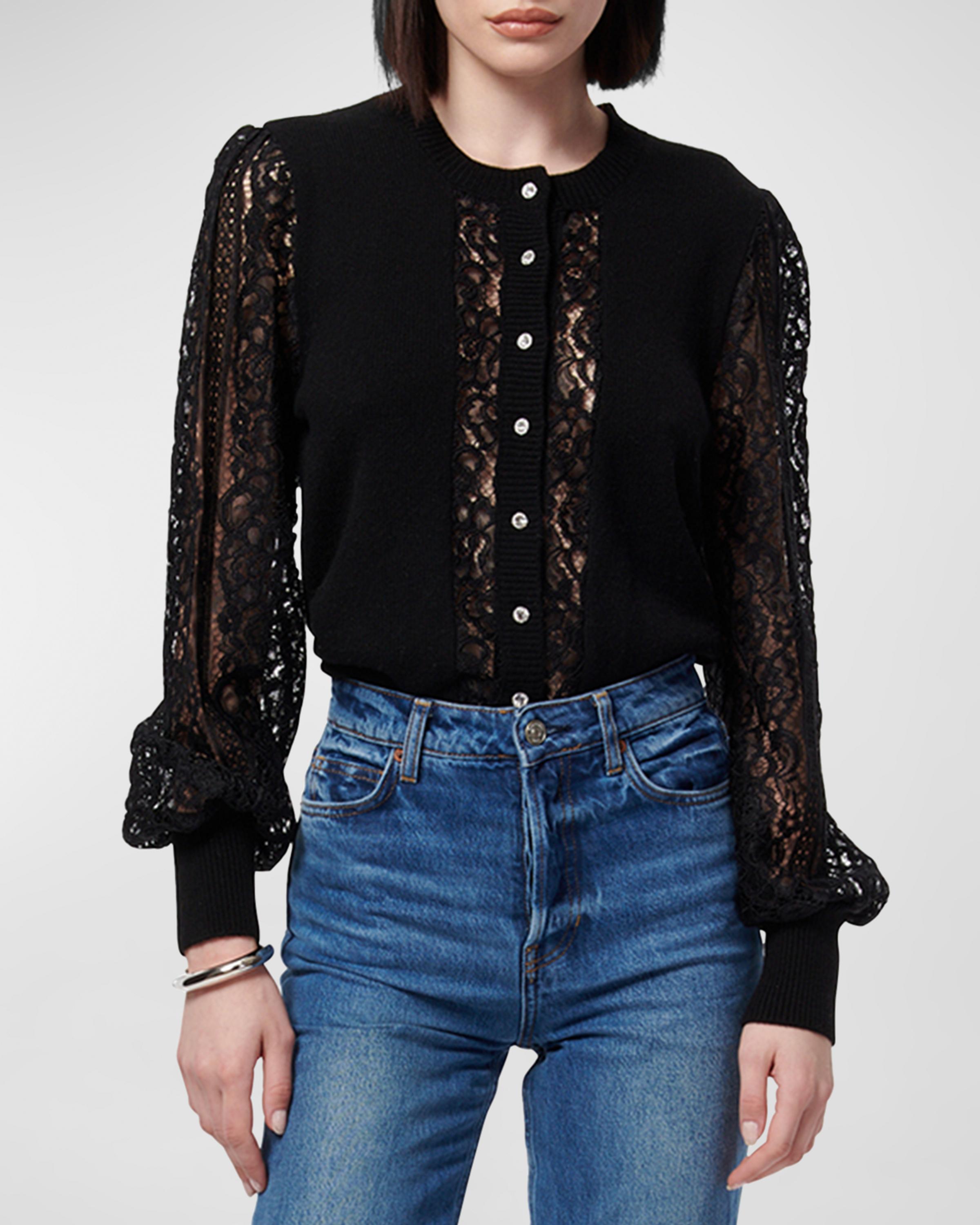 Cami NYC Lita Lace Merino Wool Sweater | Neiman Marcus