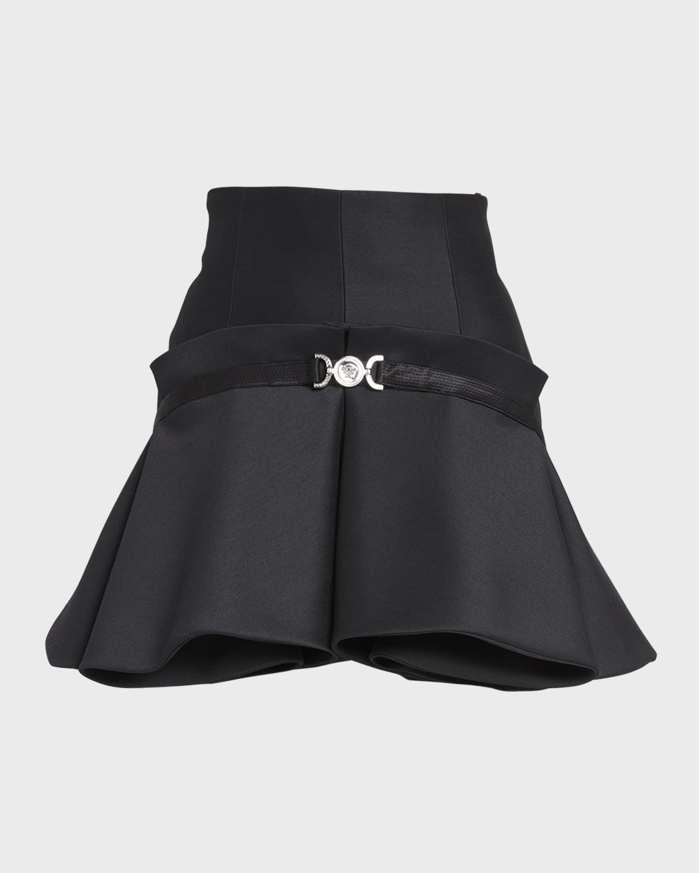 Versace Sculptural Wool Mini Skirt with Medusa Detail