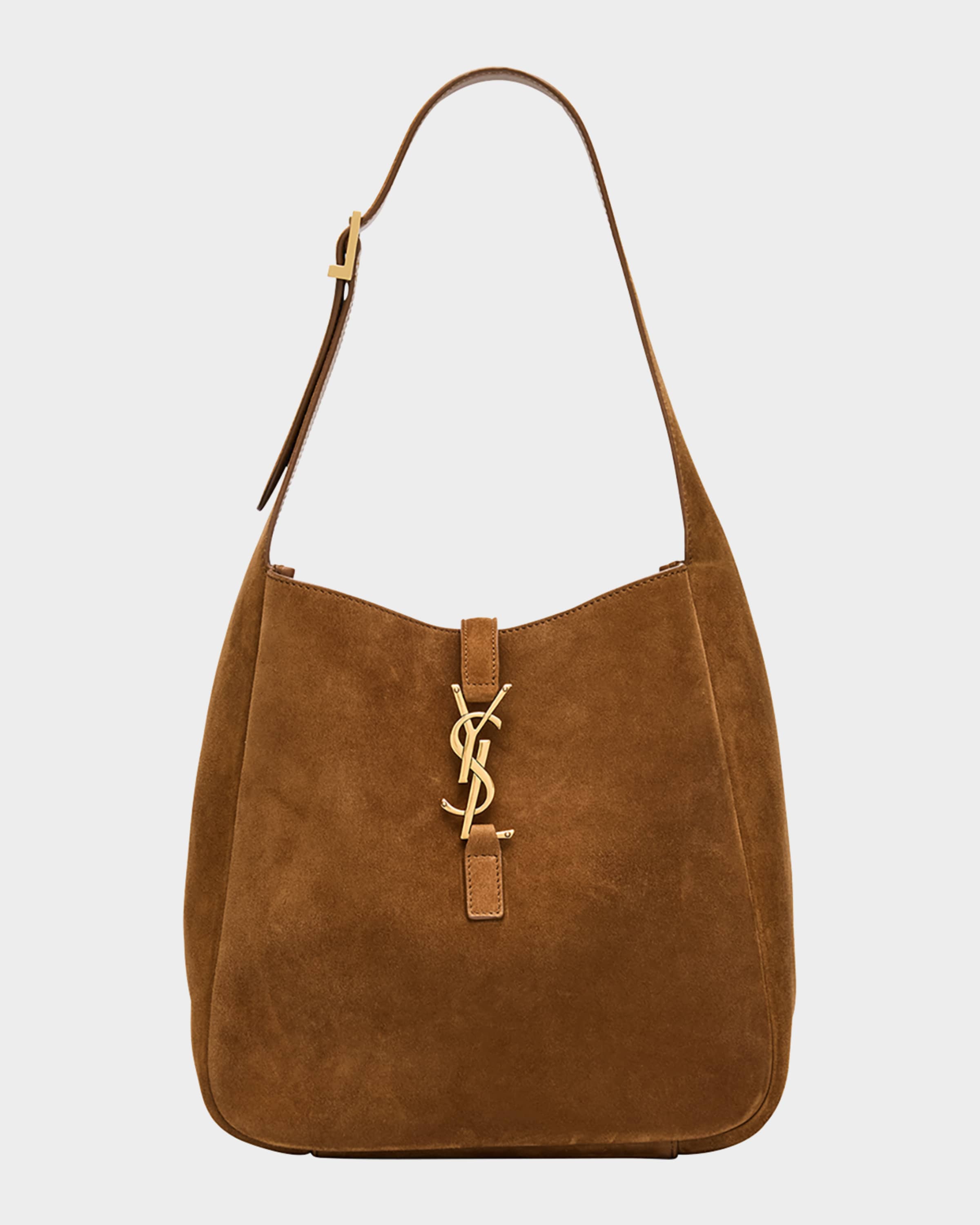Caramel cognac suede hobo shoulder bag from Saint Laurent
