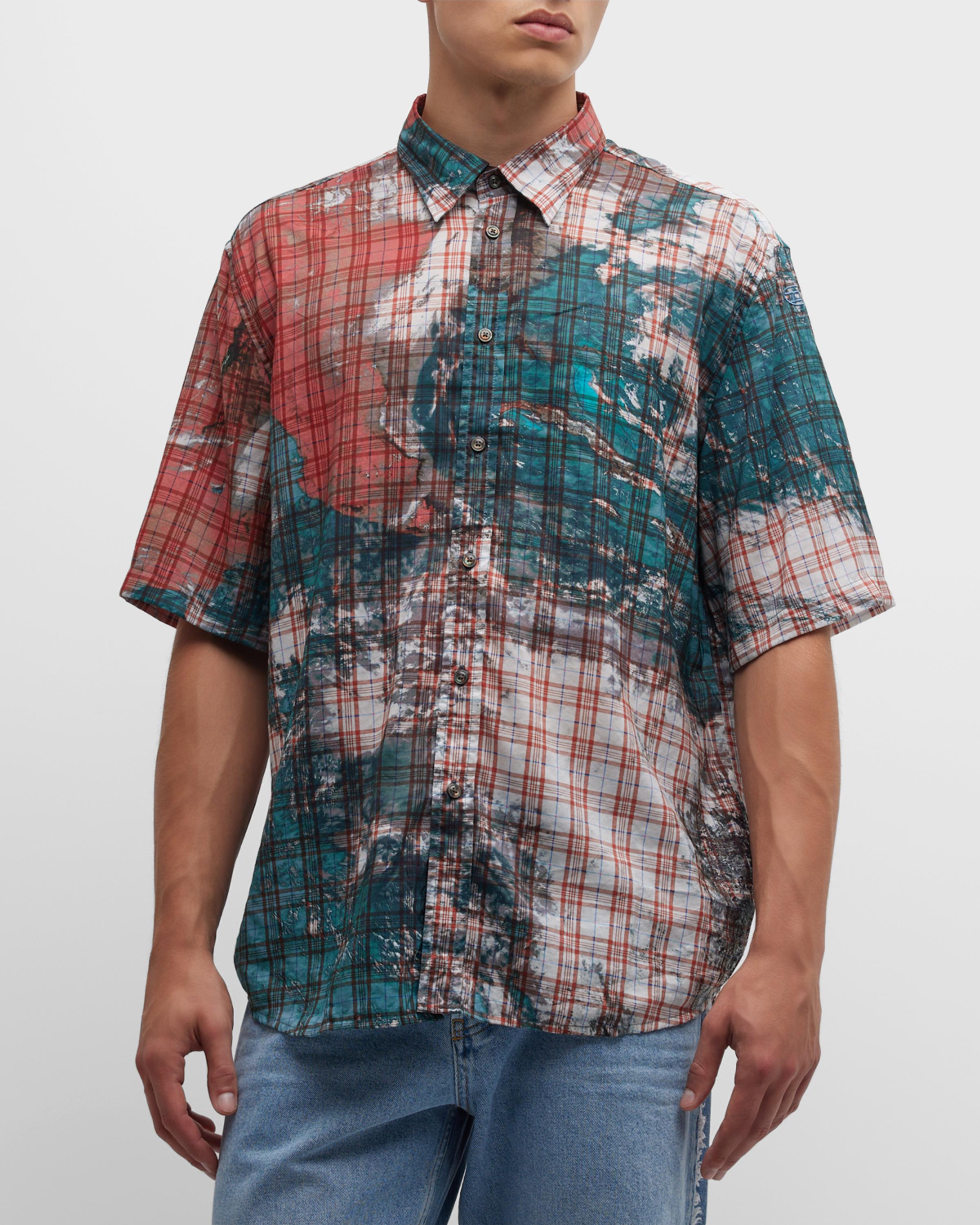 Diesel Men's S-Umbe-Ssl-Globe Printed Sport Shirt | Neiman Marcus