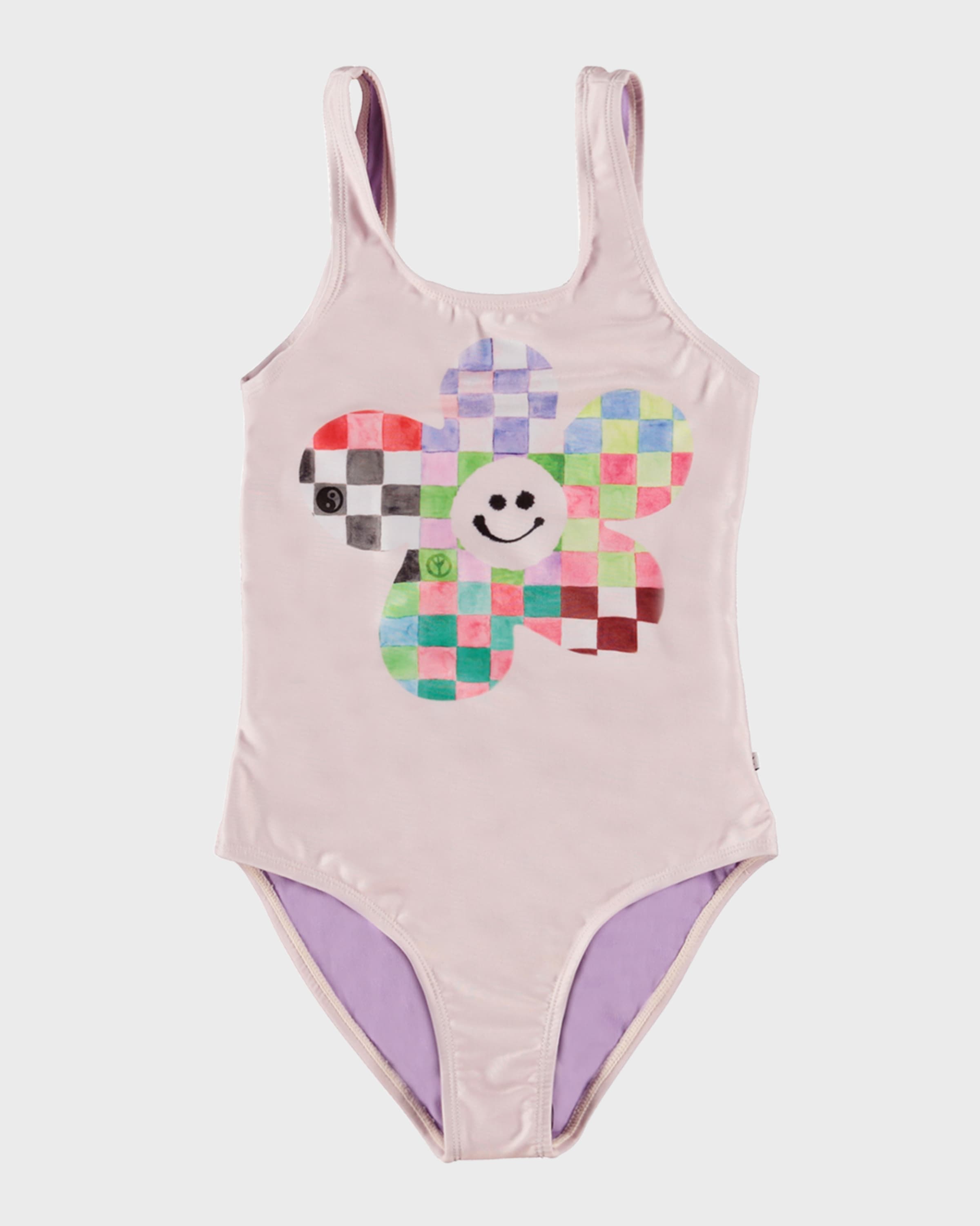 Molo Girl's Nika Printed Low Back Swimsuit, Size 2-7