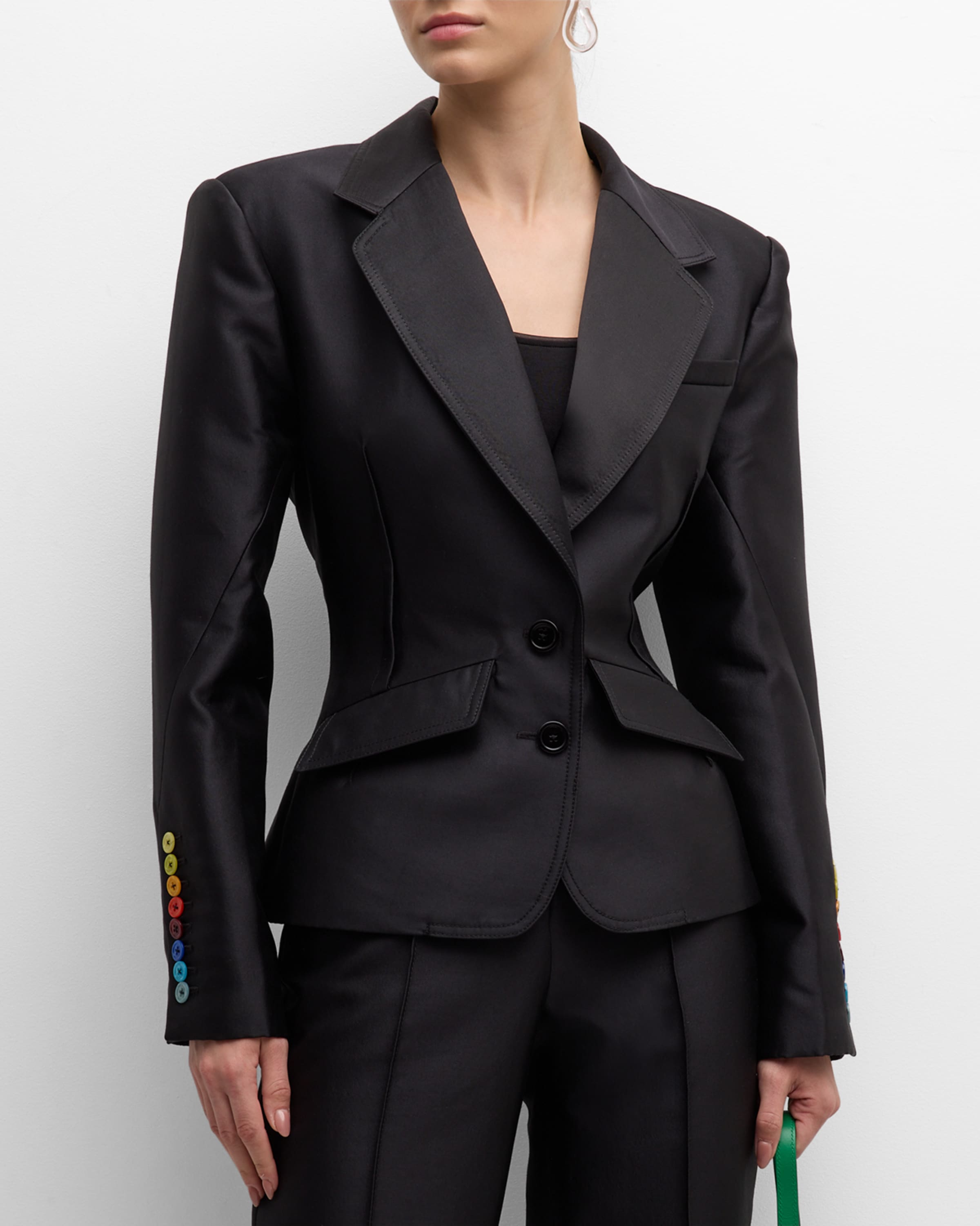 CHRISTOPHER JOHN ROGERS Tailored Tuxedo Jacket with Pleated Back