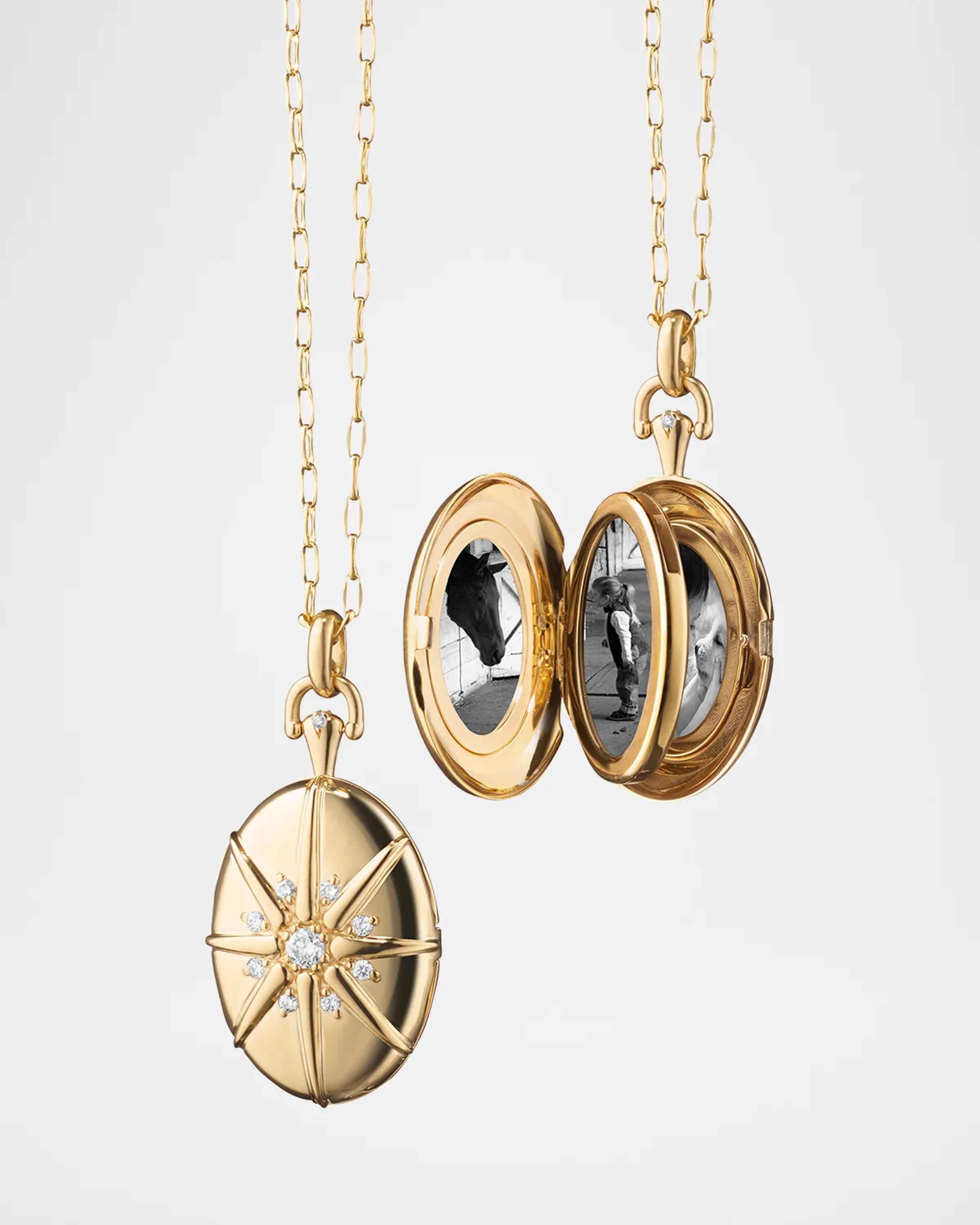 La fam just be rico chain ネックレス Monica Rich Kosann Four Image Midi 18K Gold Starburst Locket