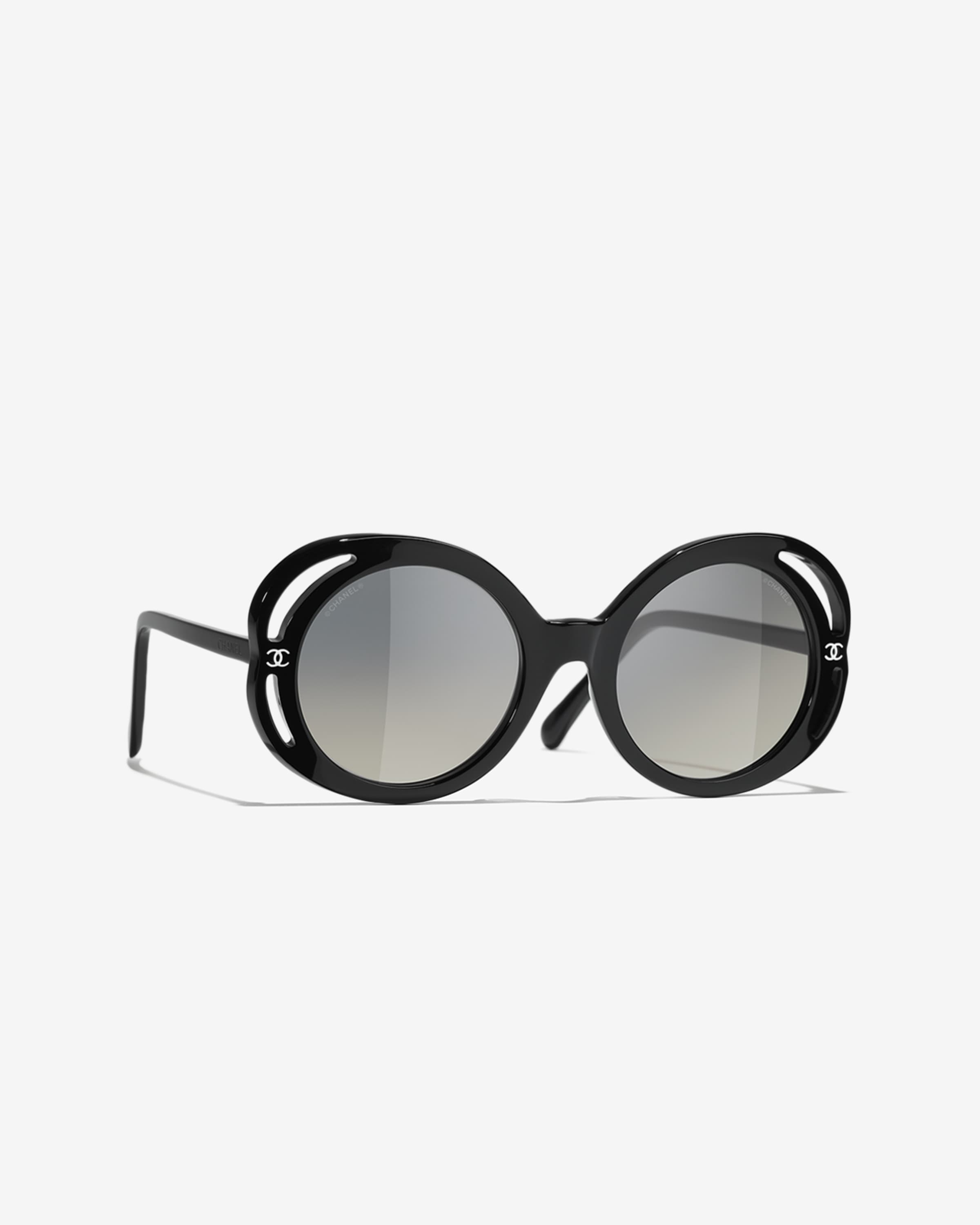 Chanel round sunglasses black store