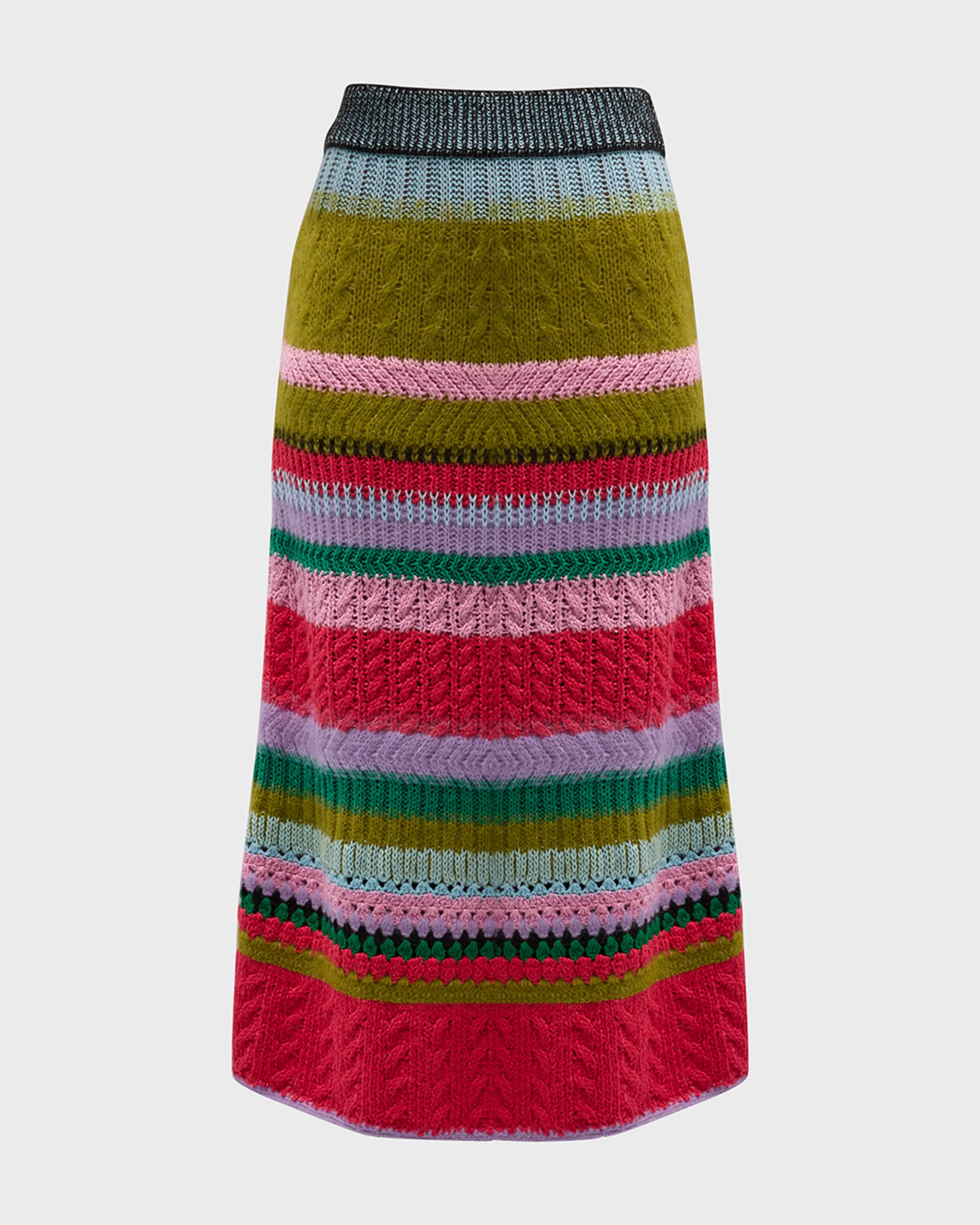 Lingua Franca Ashby Mixed-Stitch Crochet A-Line Midi Skirt