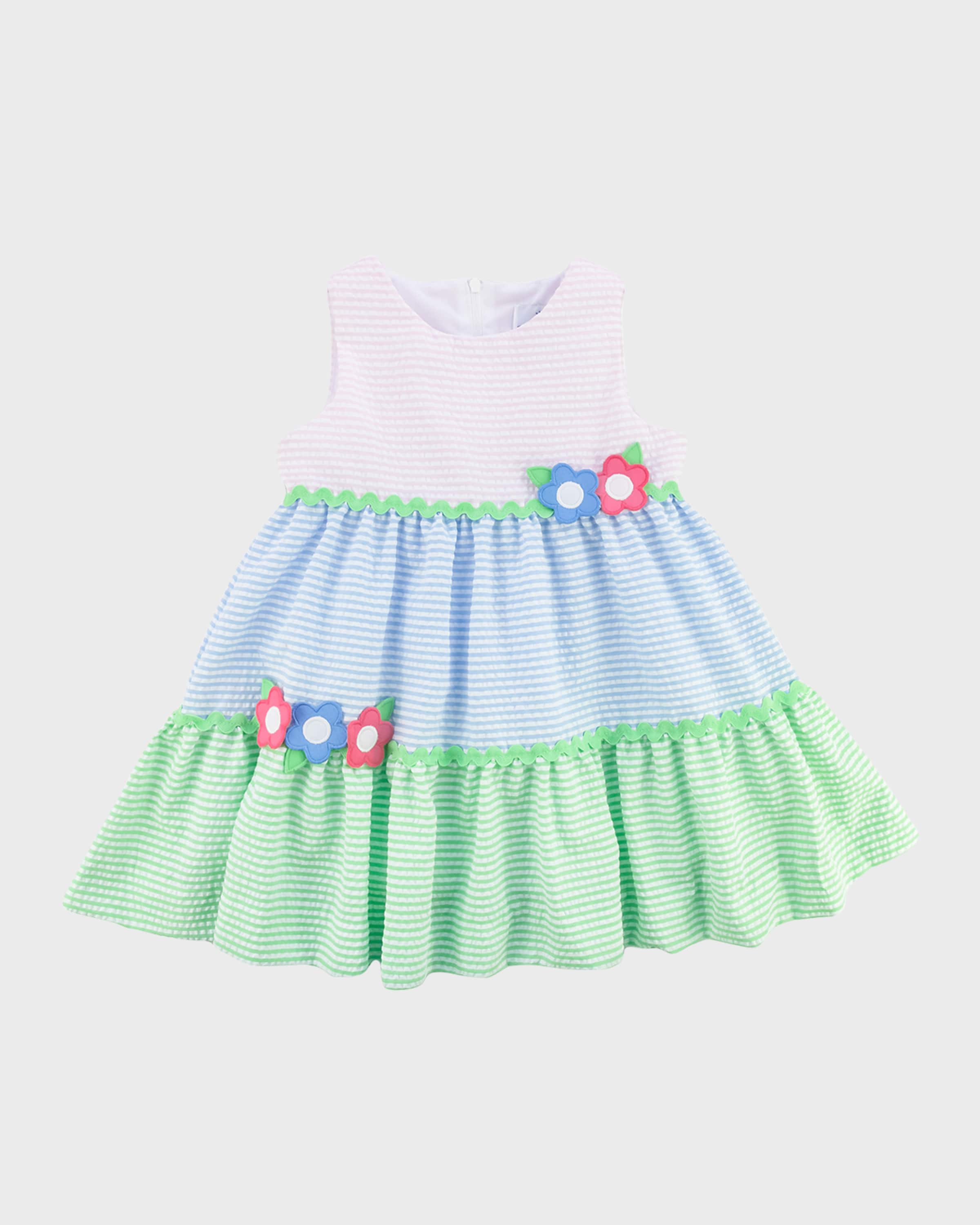 Florence Eiseman Girl's Pastel Striped Seersucker Dress, Size 2-6