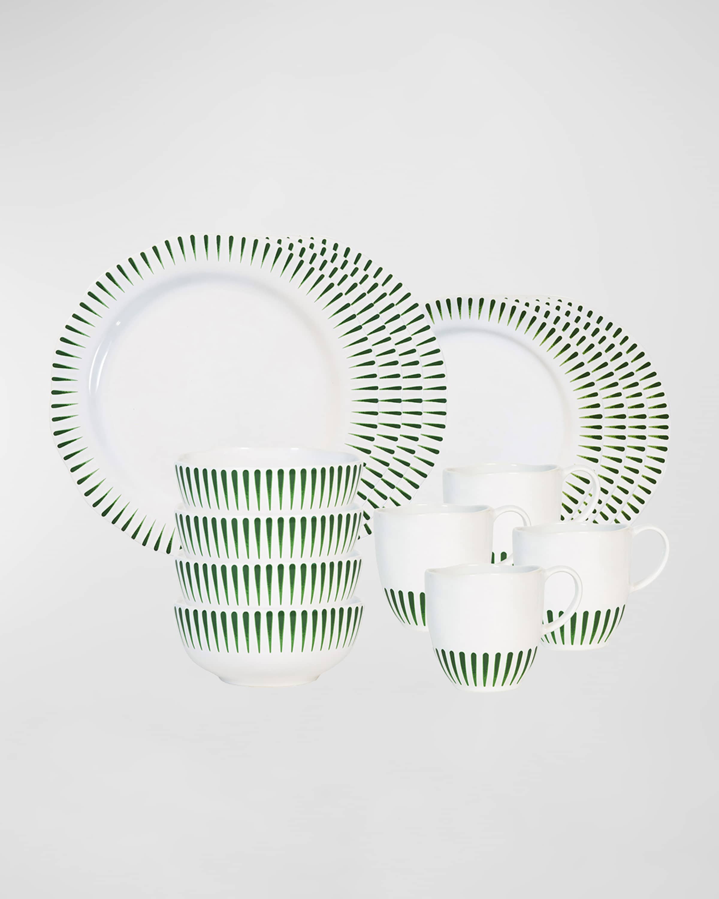 Juliska Sitio Stripe Basil 16-Piece Place Setting, Service for 4