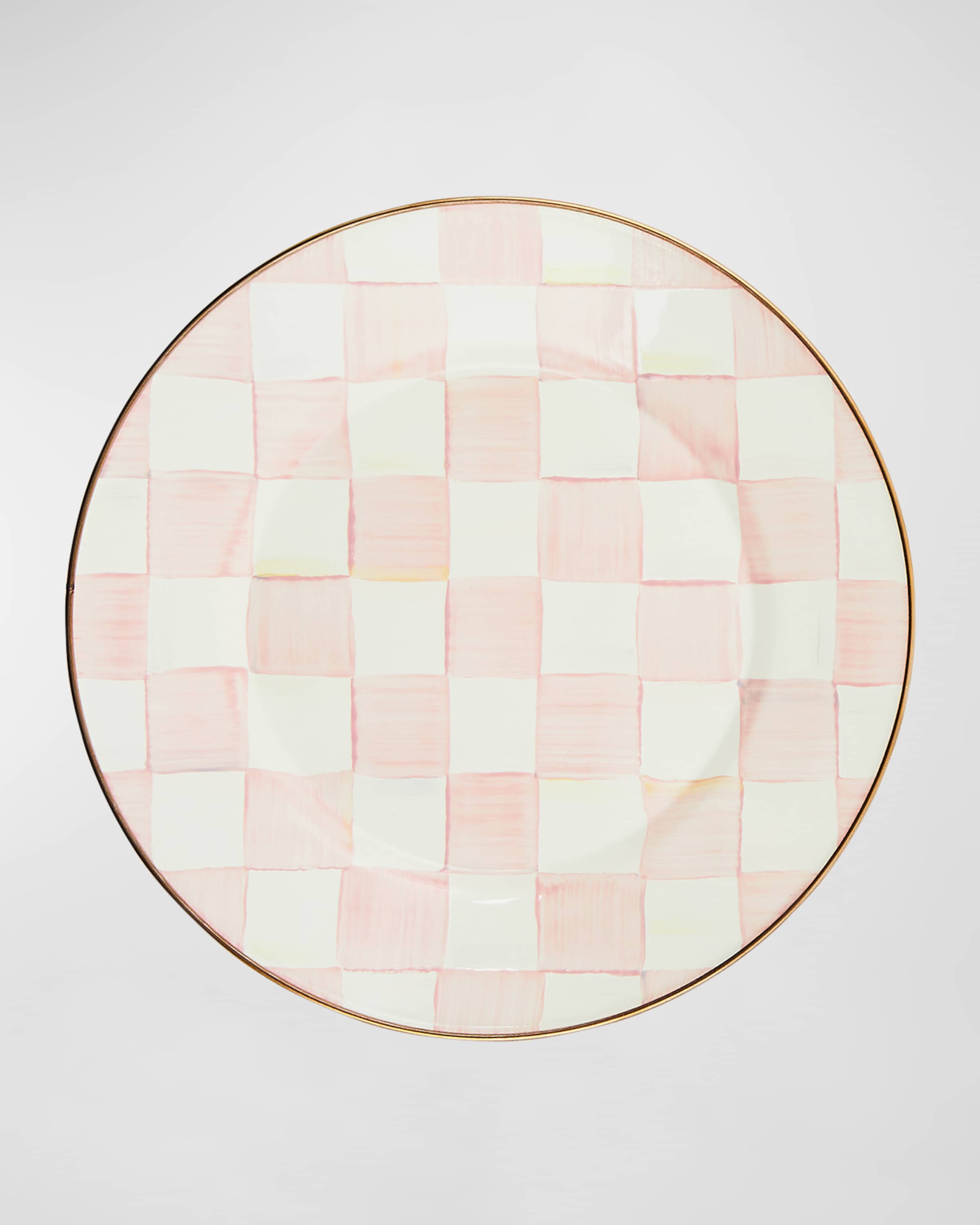 MacKenzie-Childs Rosy Check Enamel Dinner Plate