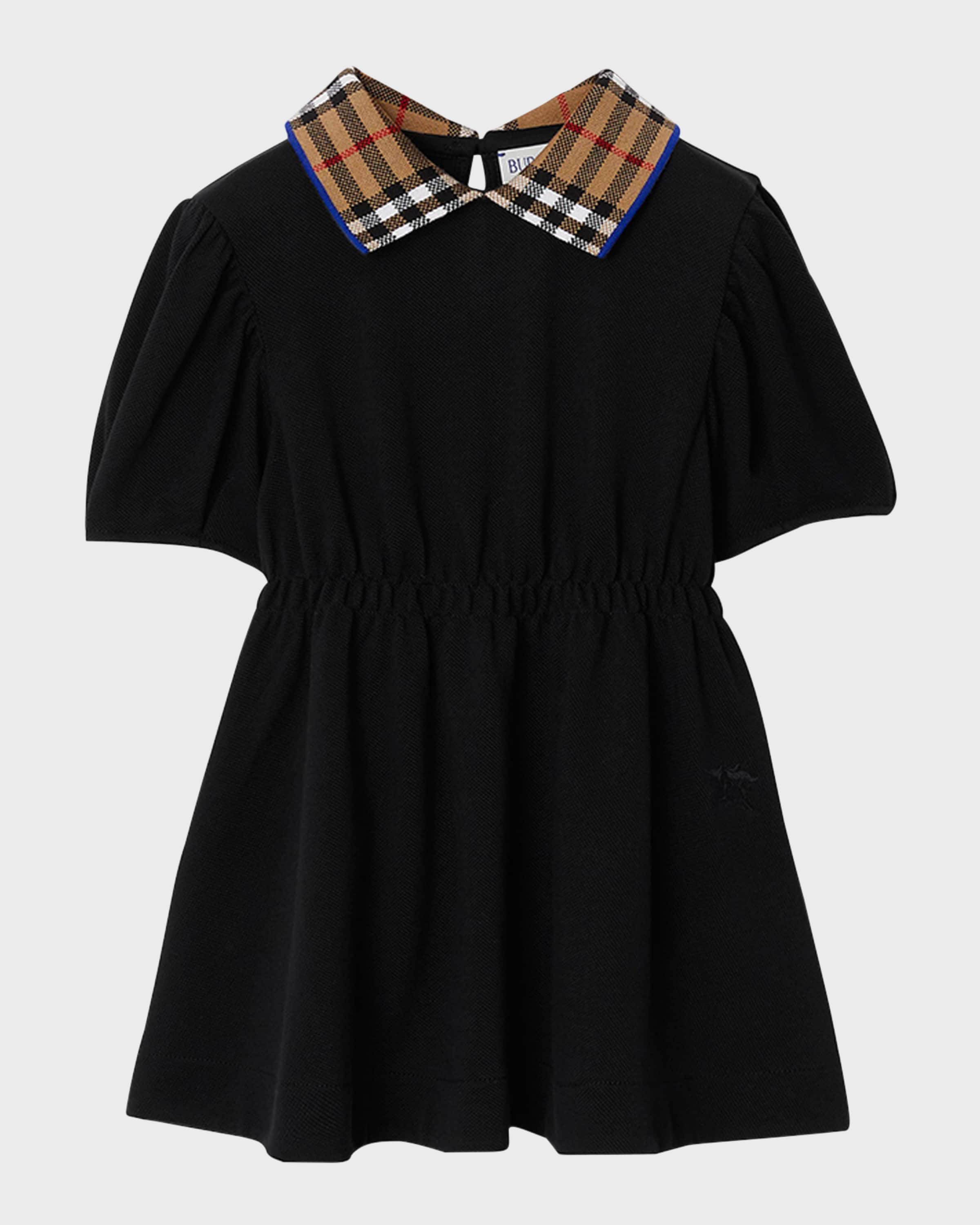 Burberry Girl's Alesea Check Collar Polo Dress, Size 6M-2